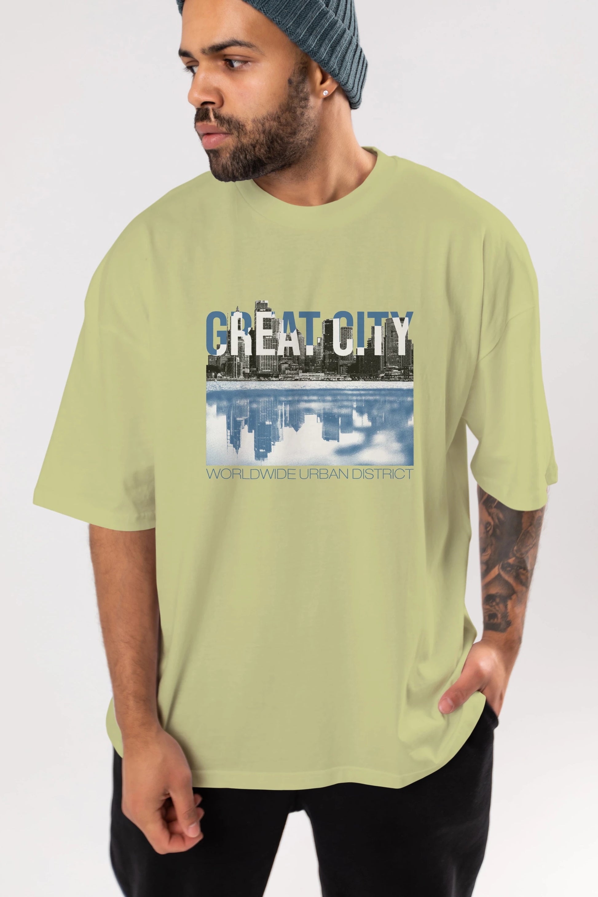 Great City Ön Baskılı Oversize t-shirt Erkek Kadın Unisex