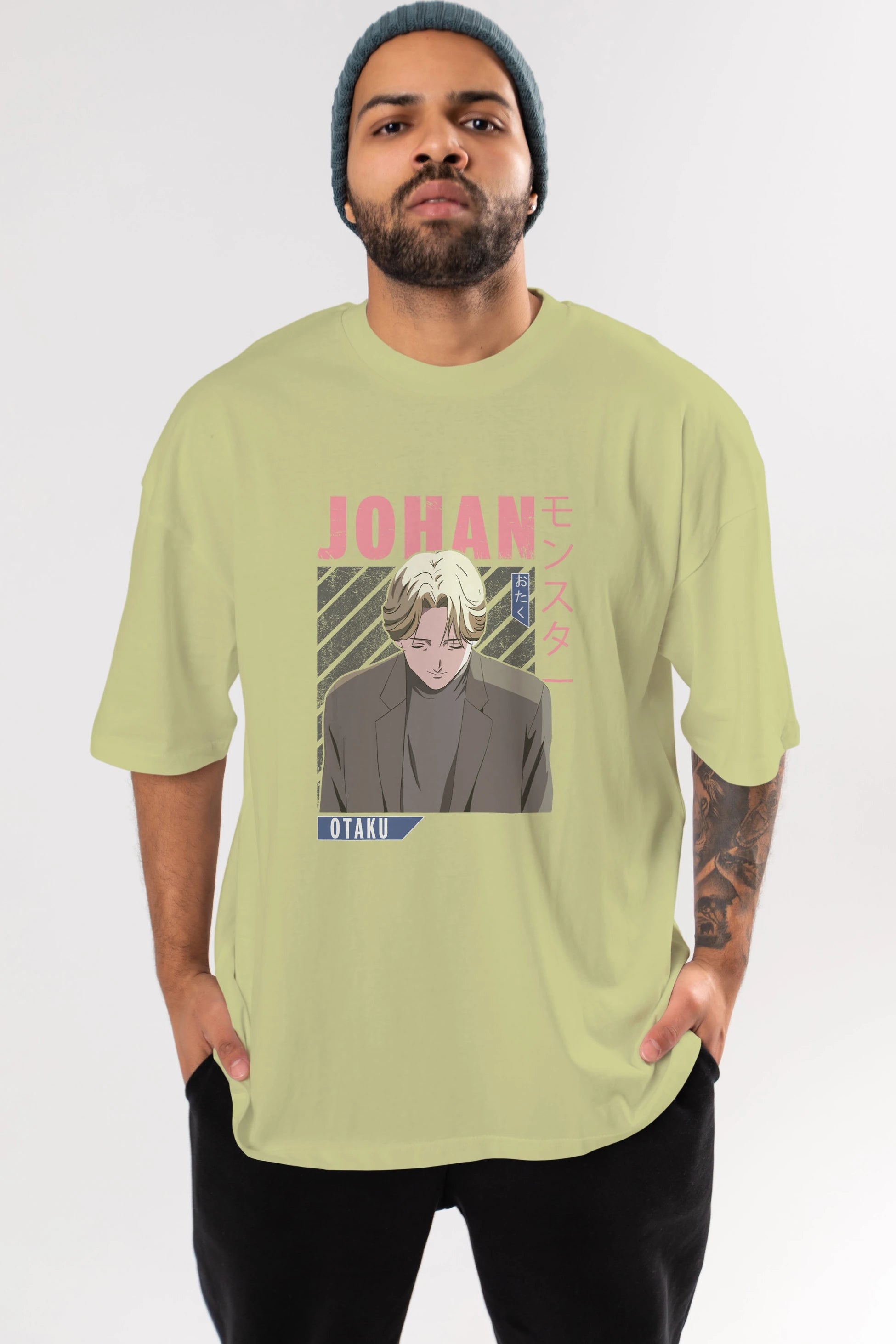 Johan Liebert MONSTER Anime Ön Baskılı Oversize t-shirt %100 pamuk Erkek Kadın Unisex