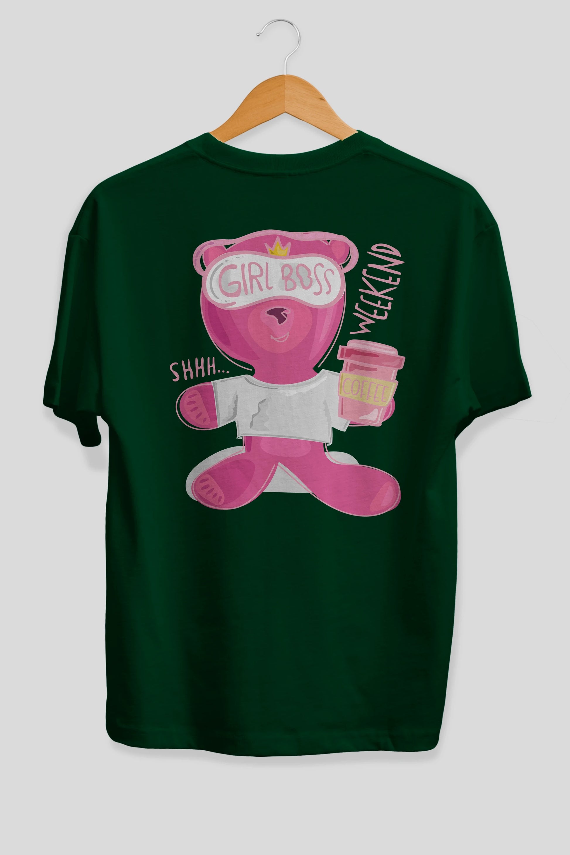 Girl Boss Bear Arka Baskılı Oversize t-shirt Erkek Kadın Unisex