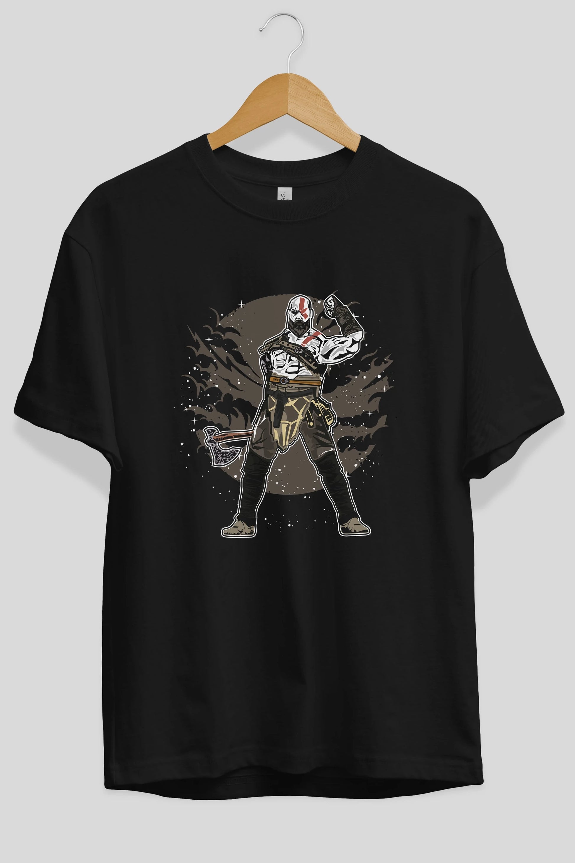GOD OF WAR Ön Baskılı Oversize t-shirt Erkek Kadın Unisex %100 Pamuk tişort