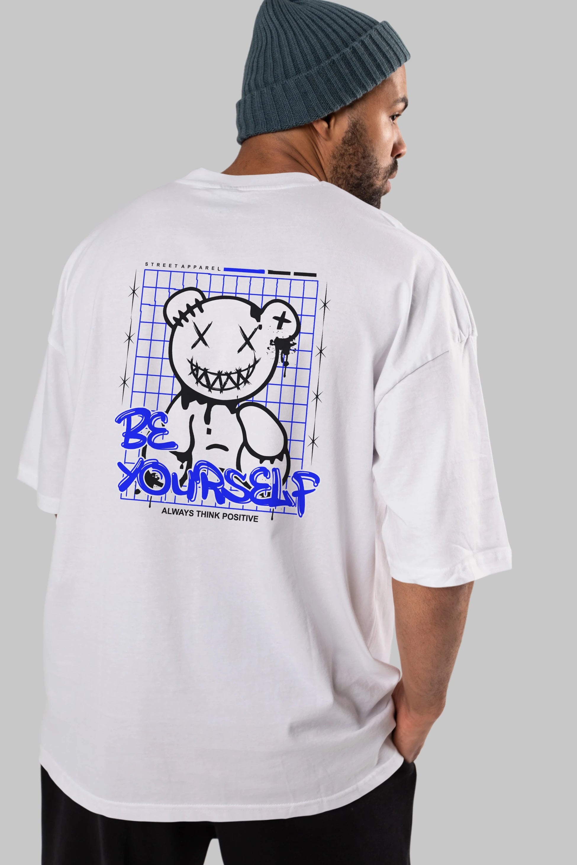 Teddy Bear Be Yourself Arka Baskılı Oversize t-shirt Erkek Kadın Unisex