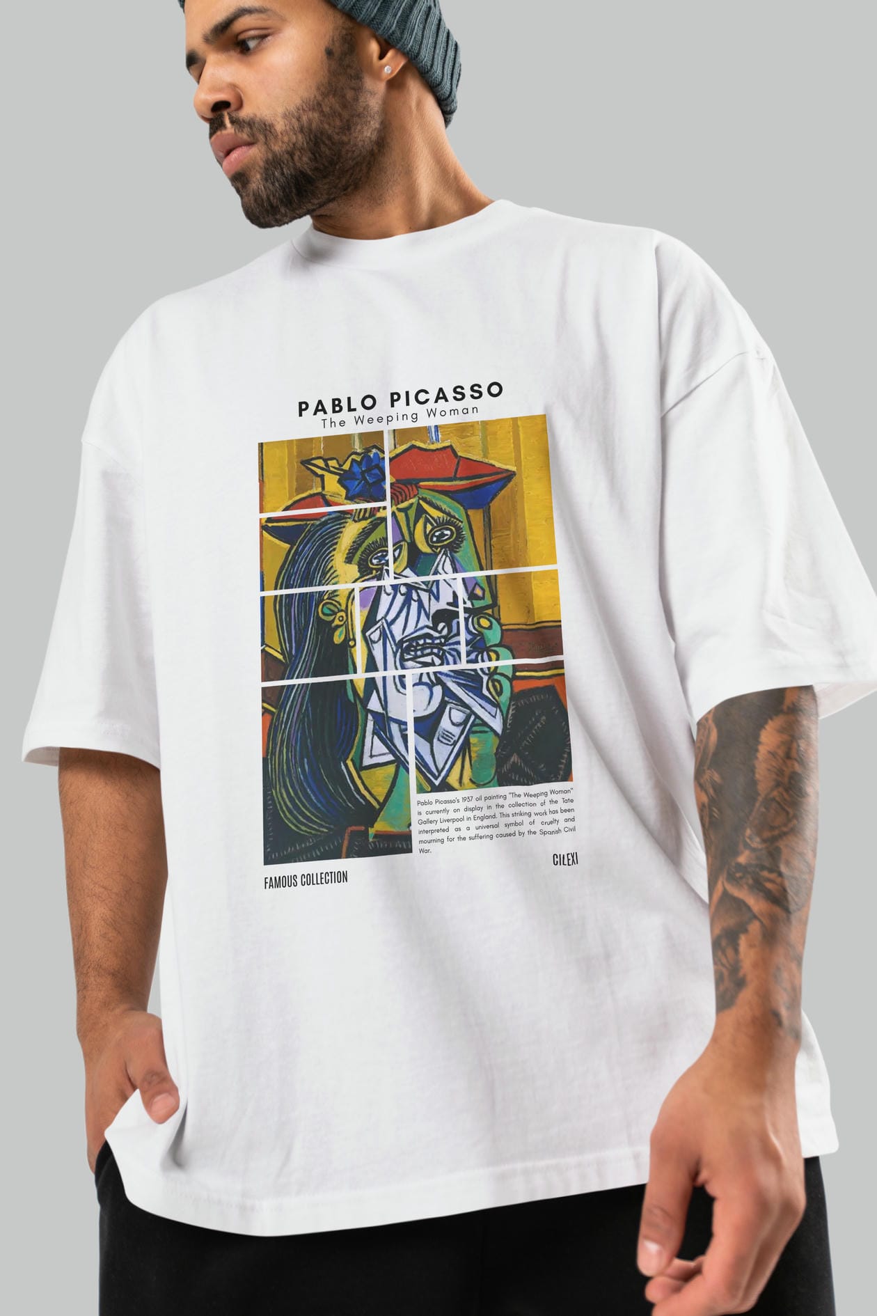 Pablo Picasso ön Baskılı Oversize t-shirt Erkek Kadın Bisiklet Yaka Pamuk tişort