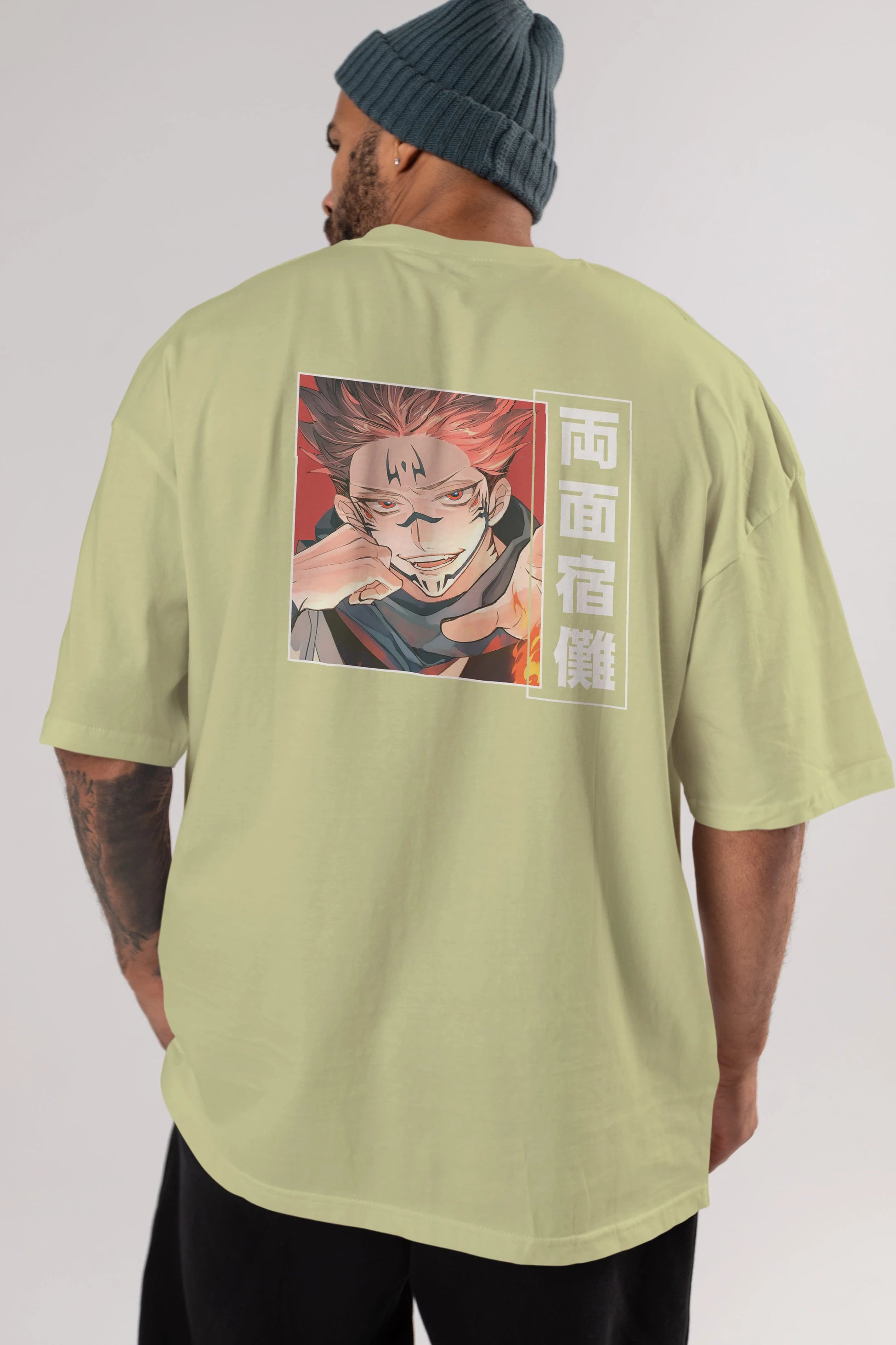 Sukuna Ryoumen 4 Anime Arka Baskılı Oversize t-shirt Erkek Kadın Unisex