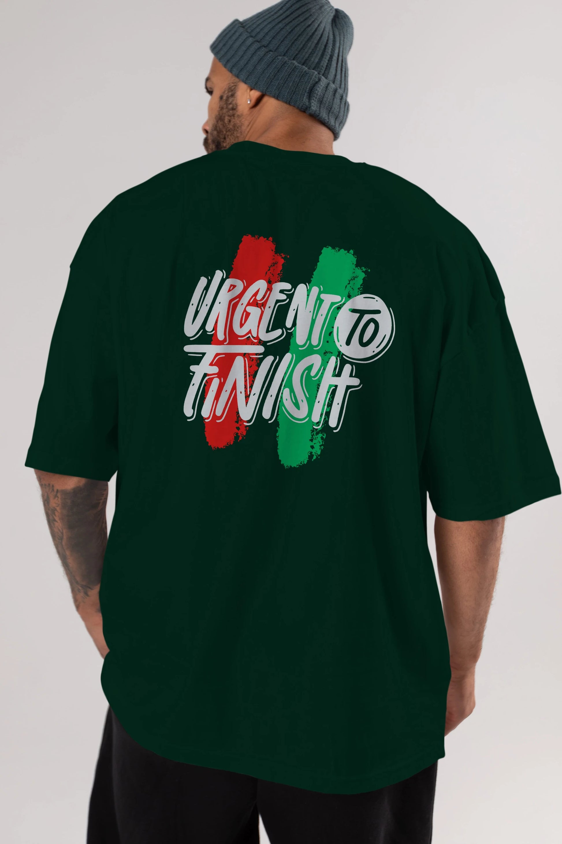 Urgent To Finish Arka Baskılı Oversize t-shirt Erkek Kadın Unisex