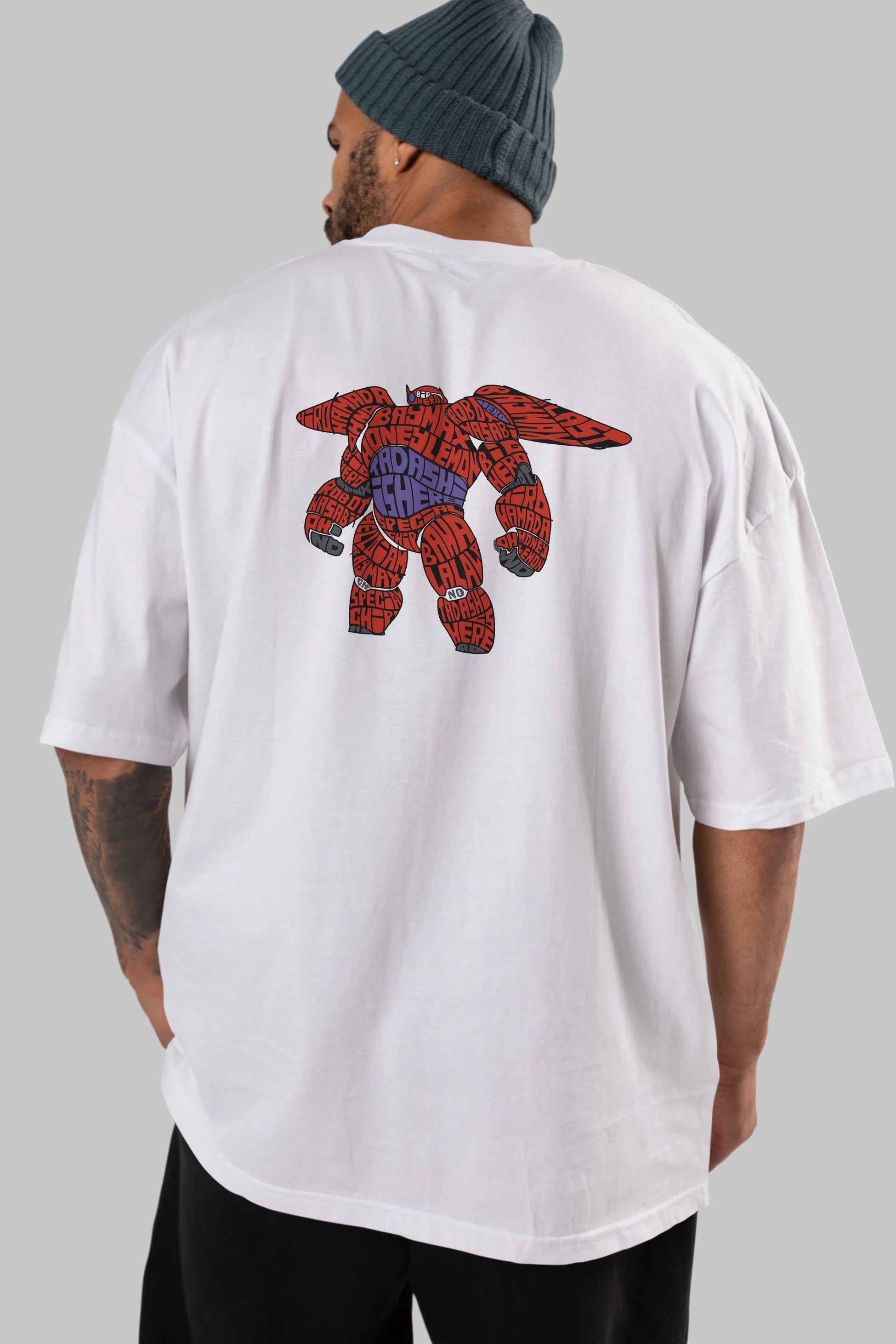 Baymax Arka Baskılı Oversize t-shirt %100 pamuk Erkek Kadın Unisex