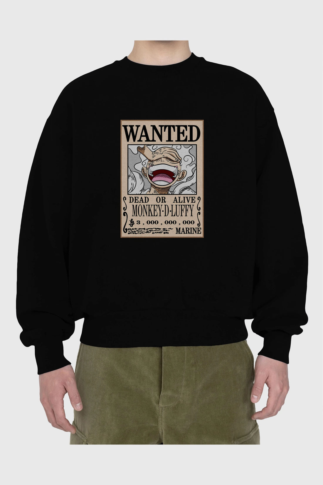 CARTEL LUFFY GEAR 5 Anime Ön Baskılı Oversize Sweatshirt Erkek Kadın Unisex