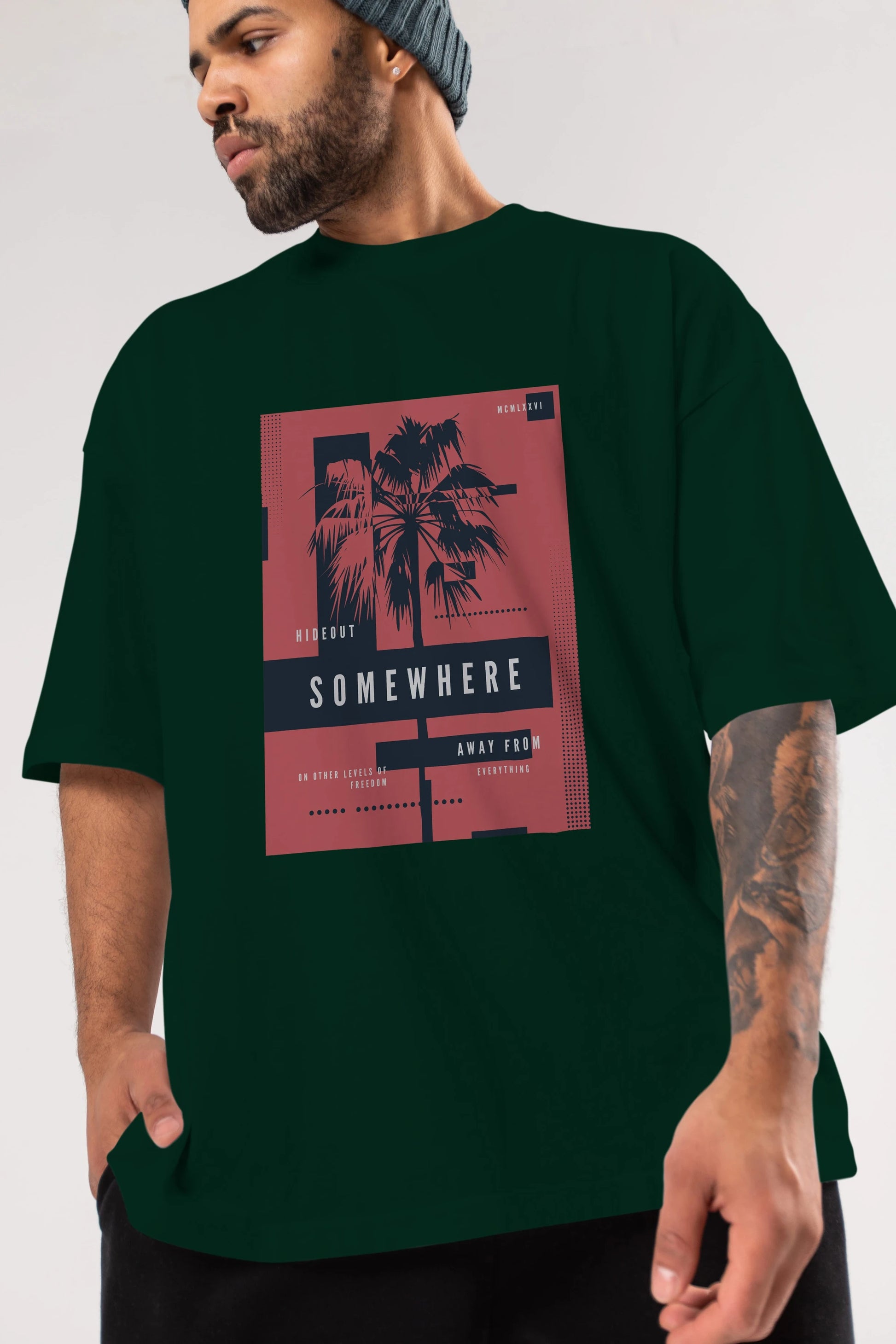 Hideout Somewhere Ön Baskılı Oversize t-shirt Erkek Kadın Unisex
