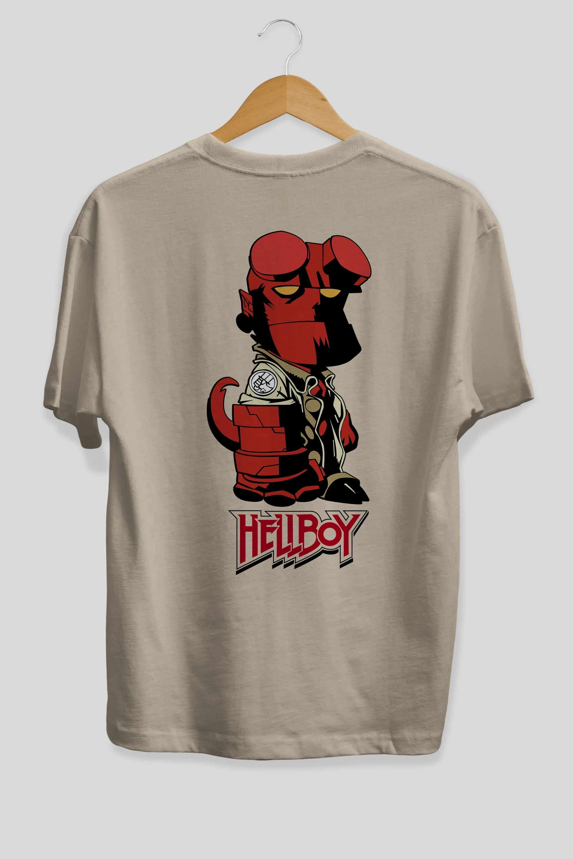 Hellboy (1) Arka Baskılı Oversize t-shirt Erkek Kadın Unisex %100 Pamuk Bisiklet Yaka tişort
