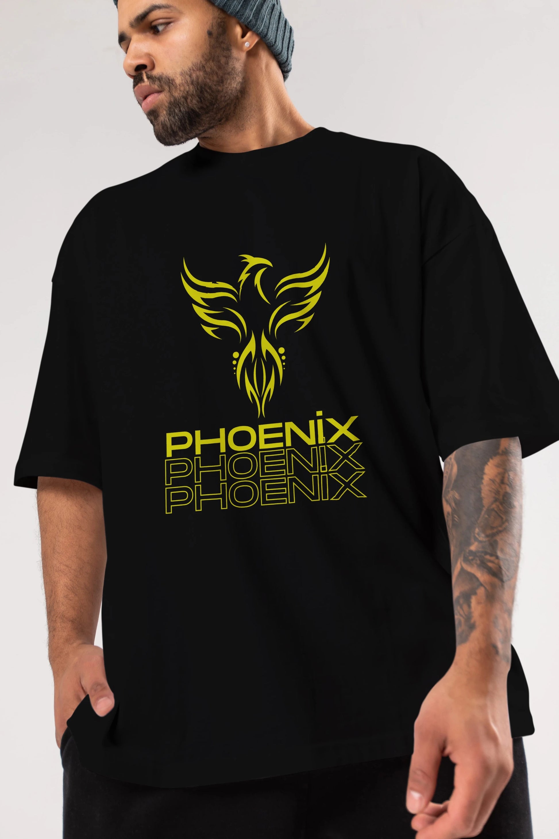Phoenix Yazılı Ön Baskılı Oversize t-shirt Erkek Kadın Unisex