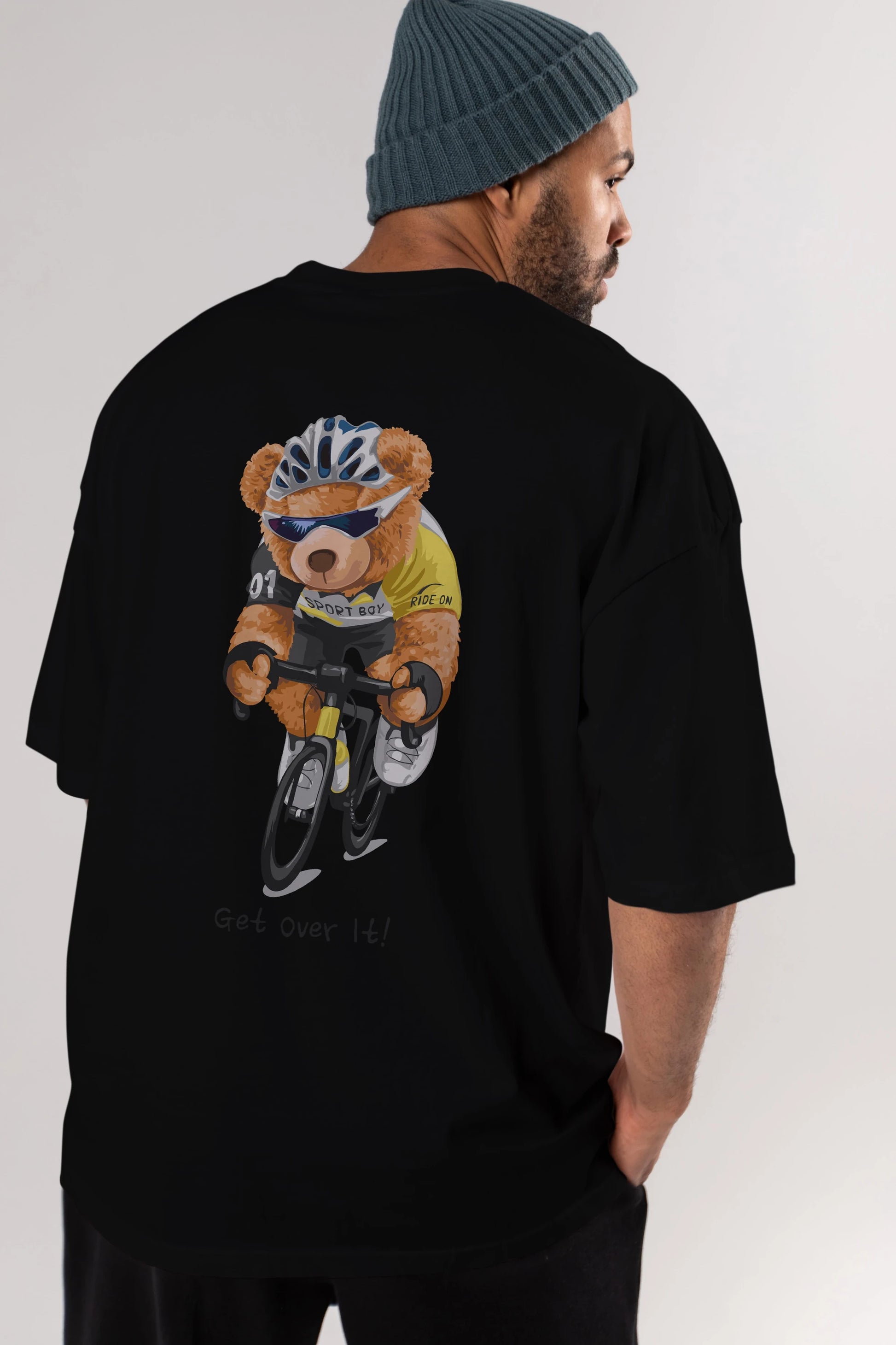 Teddy Bear Sport Boy Arka Baskılı Oversize t-shirt Erkek Kadın Unisex %100 Pamuk