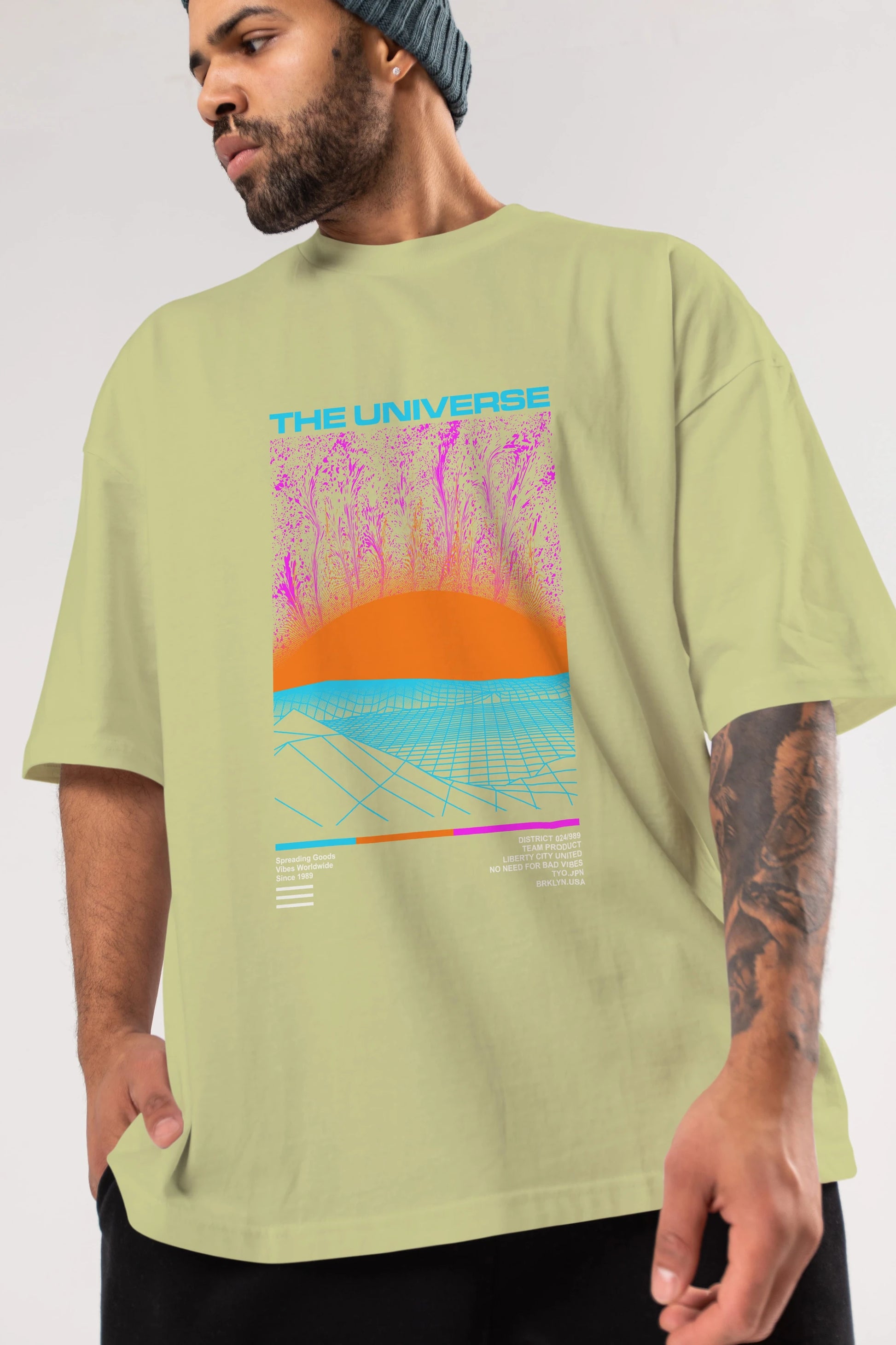 The Universe Ön Baskılı Oversize t-shirt Erkek Kadın Unisex