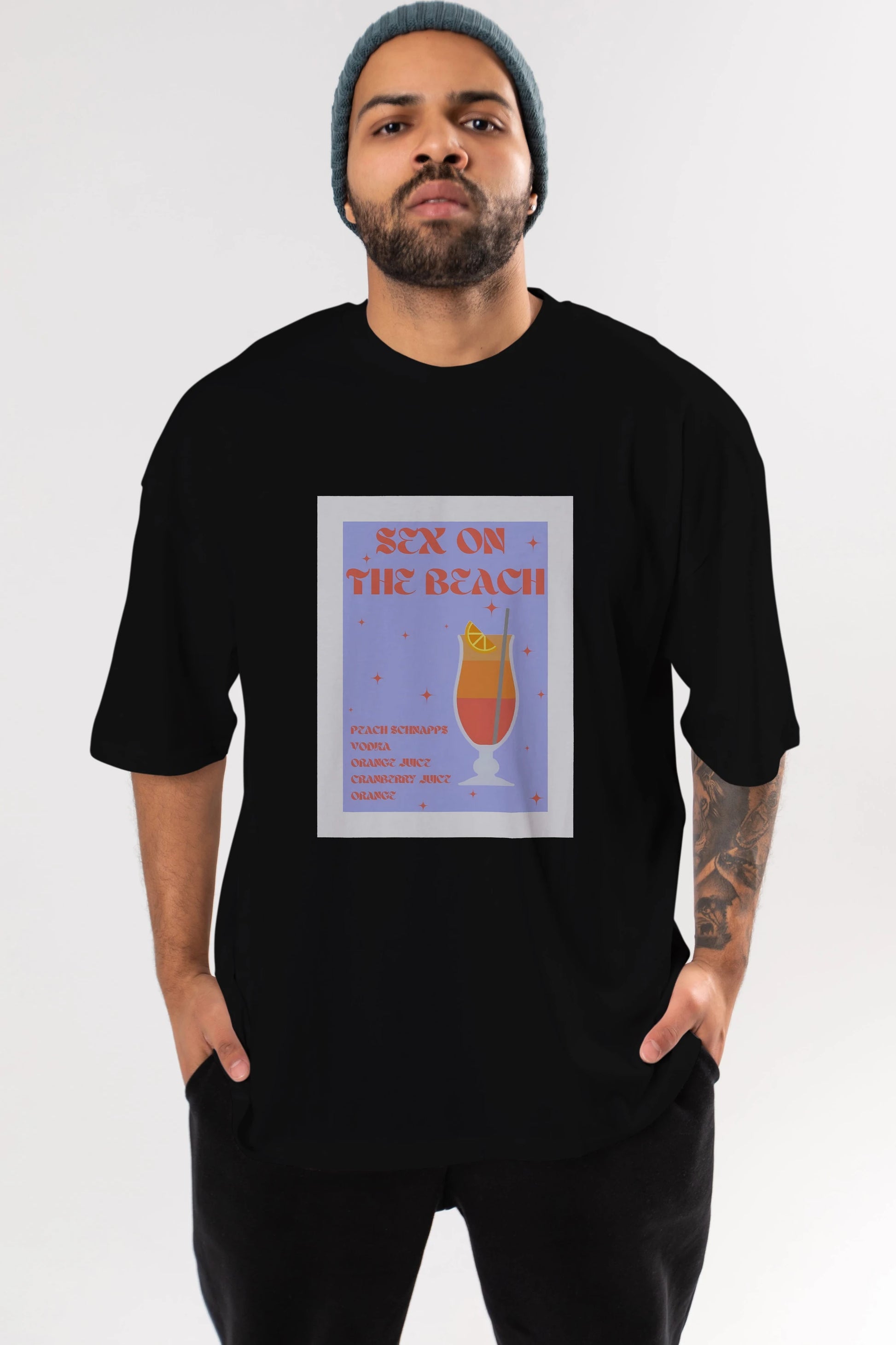 Sex On The Beach Ön Baskılı Oversize t-shirt Erkek Kadın Unisex %100 Pamuk Bisiklet Yaka tişort
