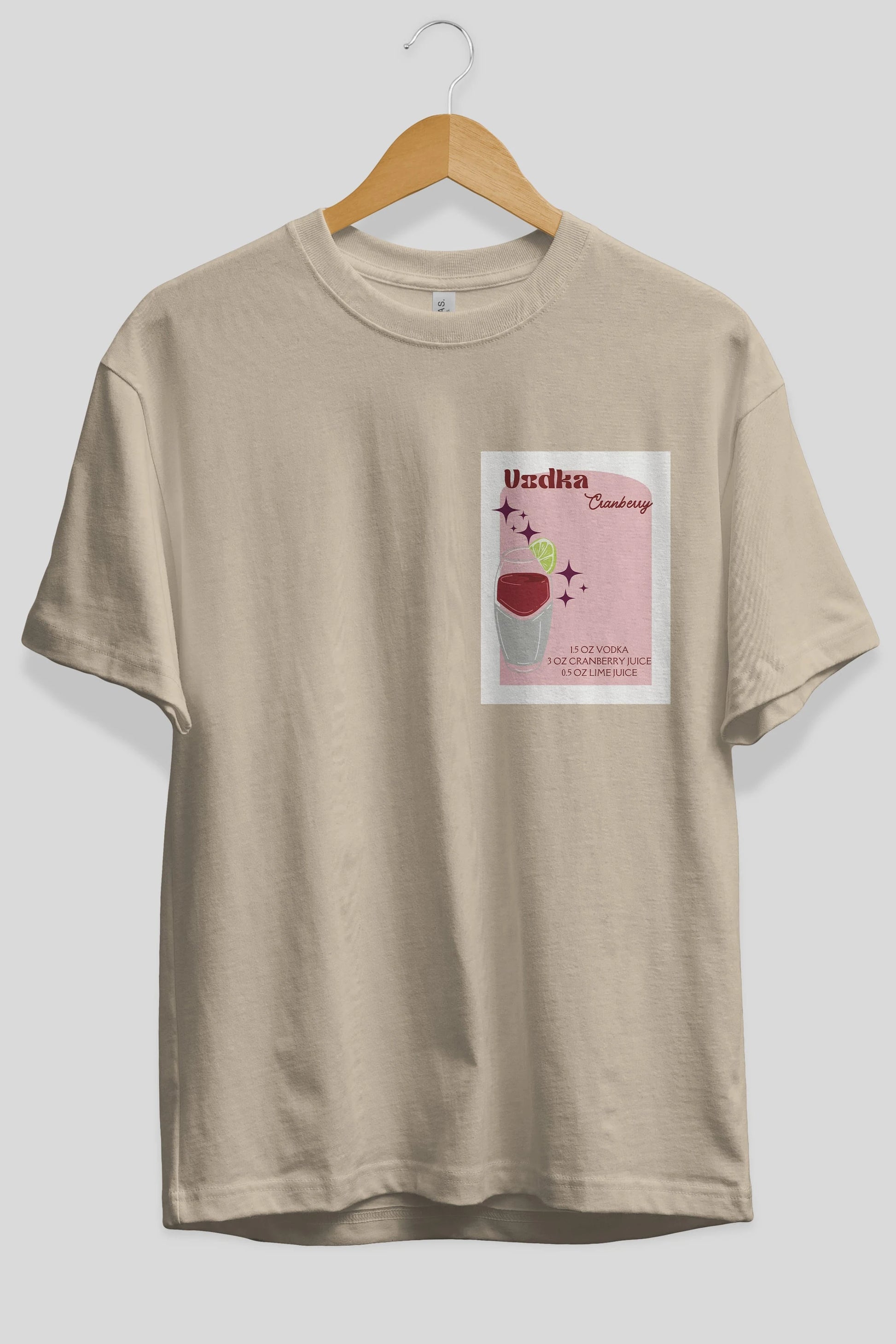 Vodka Cranberry 2 Ön Sol Baskılı Oversize t-shirt Erkek Kadın Unisex %100 Pamuk Bisiklet Yaka tişort