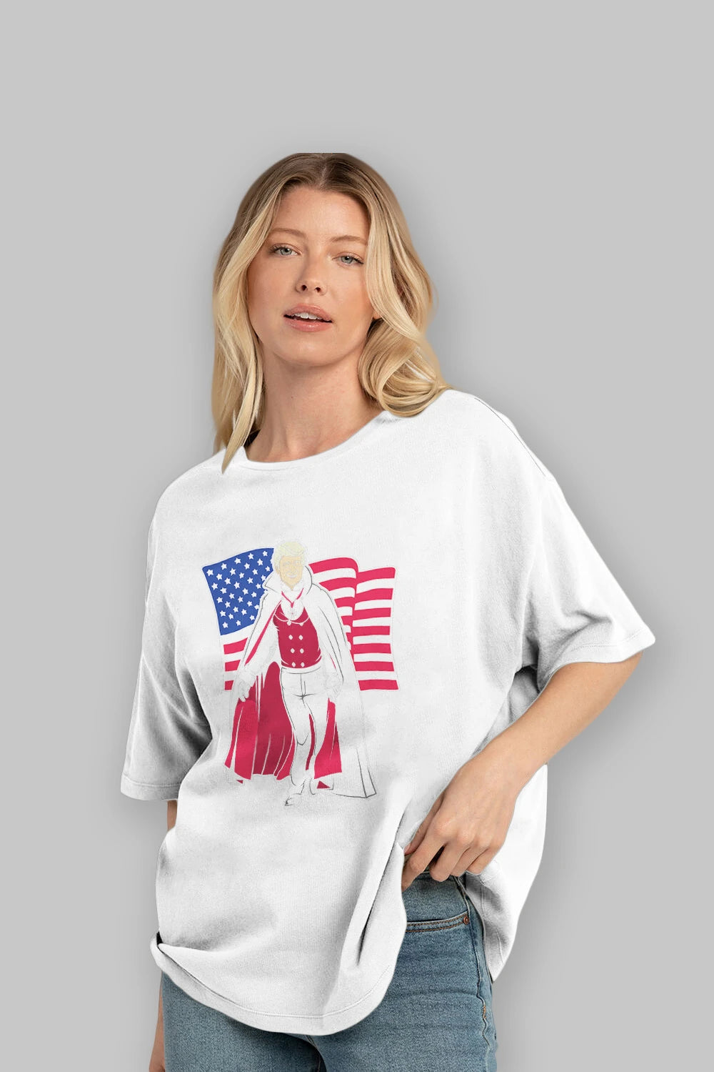 Trump Dracula Ön Baskılı Oversize t-shirt Erkek Kadın Unisex %100 Pamuk tişort