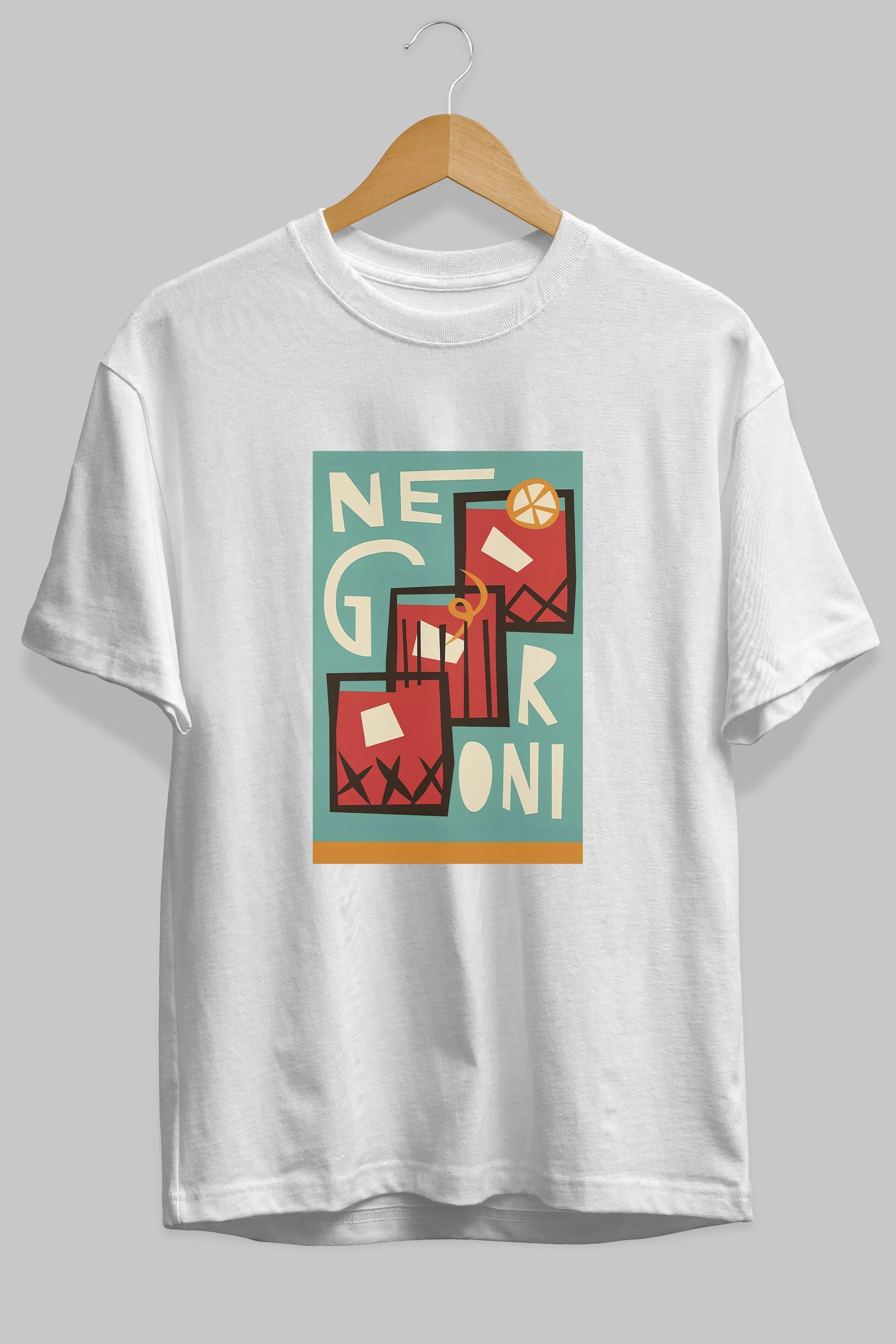 Negroni 3 Ön Baskılı Oversize t-shirt Erkek Kadın Unisex %100 Pamuk Bisiklet Yaka tişort