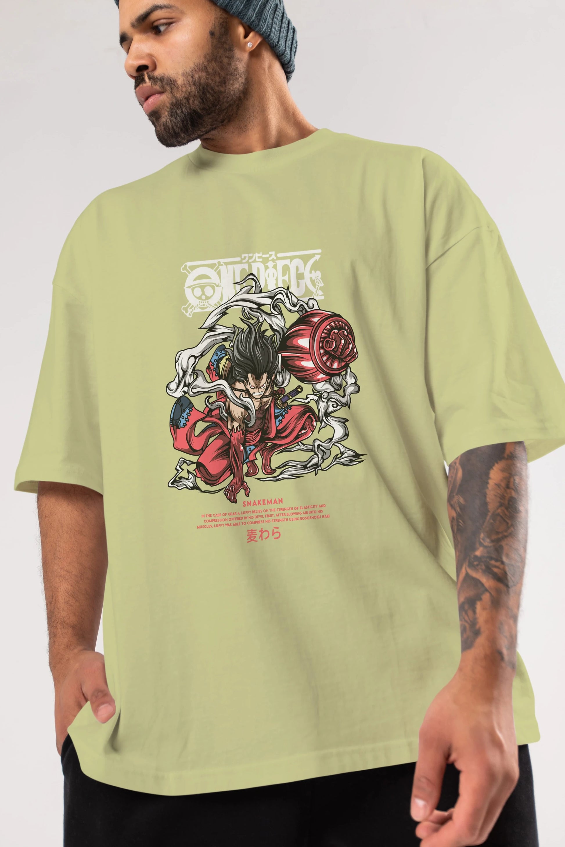 One Piece Snakeman Anime Ön Baskılı Oversize t-shirt %100 pamuk Erkek Kadın Unisex