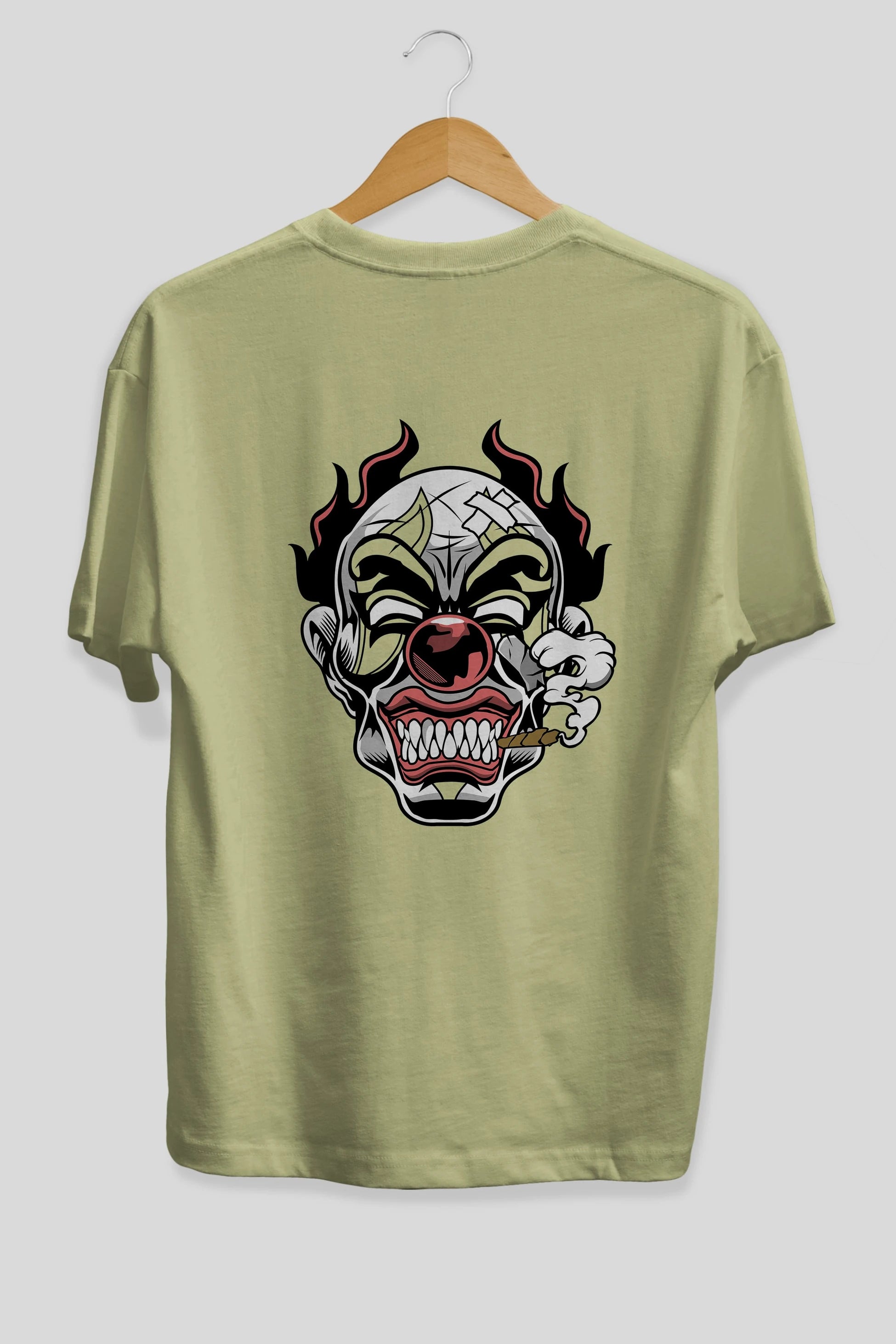 Clown Horror Arka Baskılı Oversize t-shirt Erkek Kadın Unisex %100 Pamuk tişort