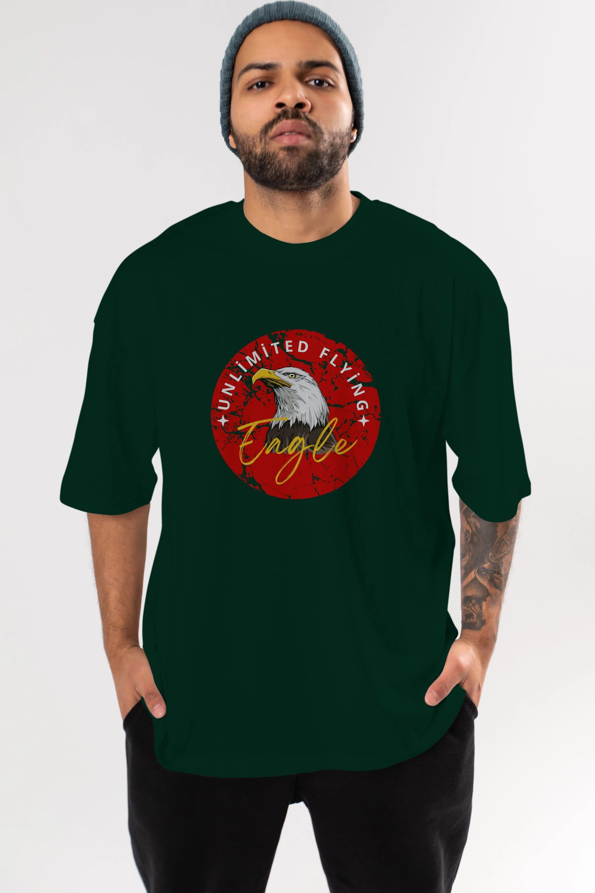 Unlimited Flying Yazılı Ön Baskılı Oversize t-shirt Erkek Kadın Unisex