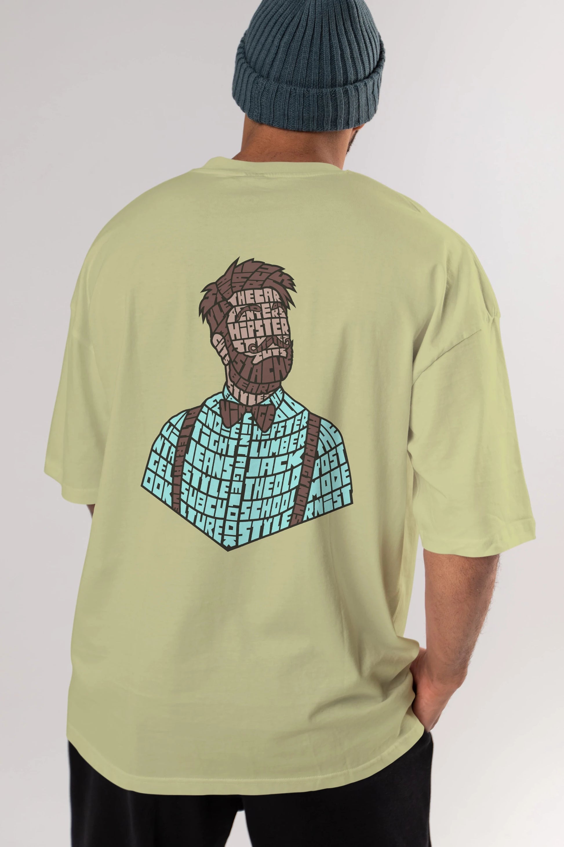 Hipster (2) Arka Baskılı Oversize t-shirt %100 pamuk Erkek Kadın Unisex