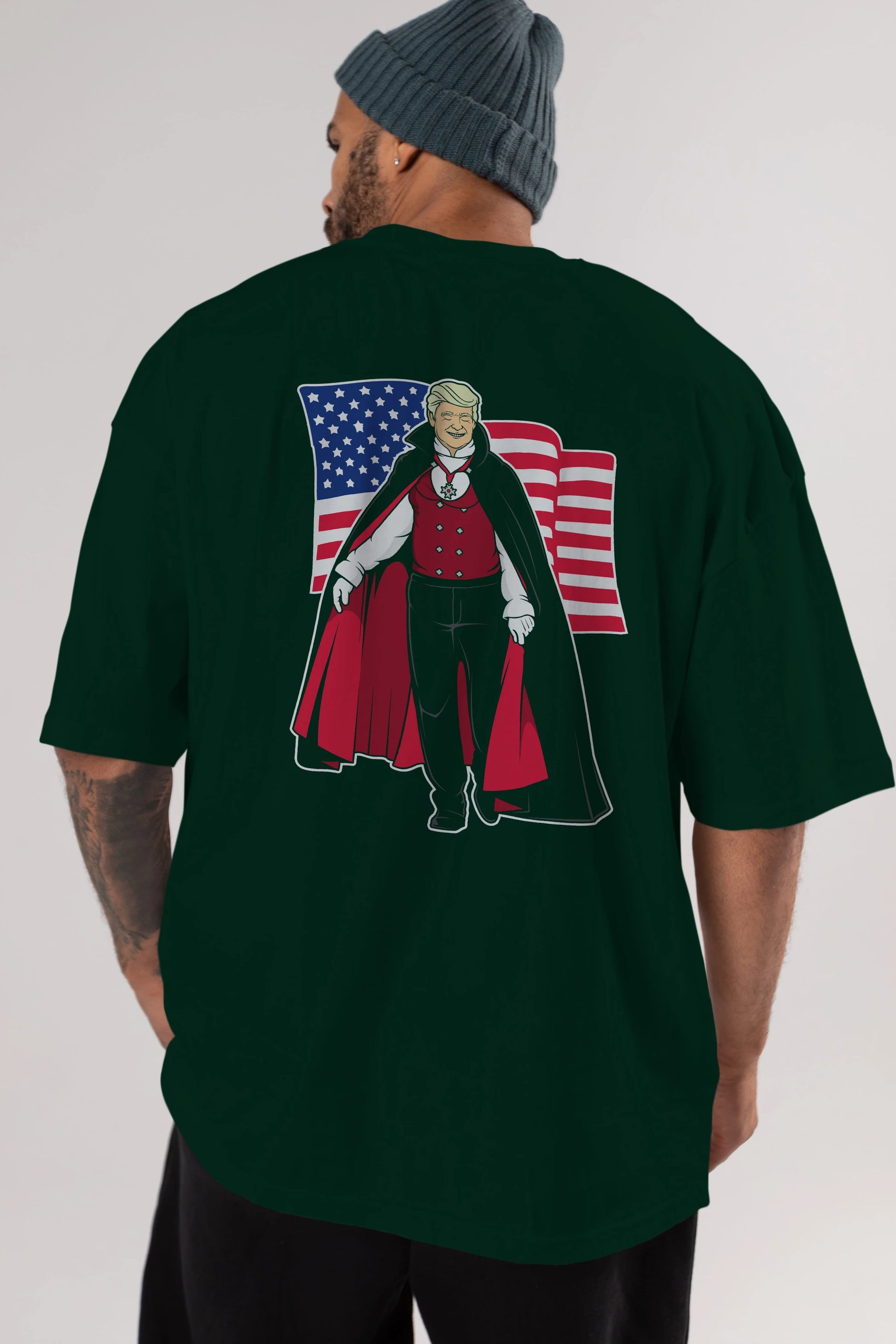 Trump Dracula Arka Baskılı Oversize t-shirt Erkek Kadın Unisex %100 Pamuk tişort