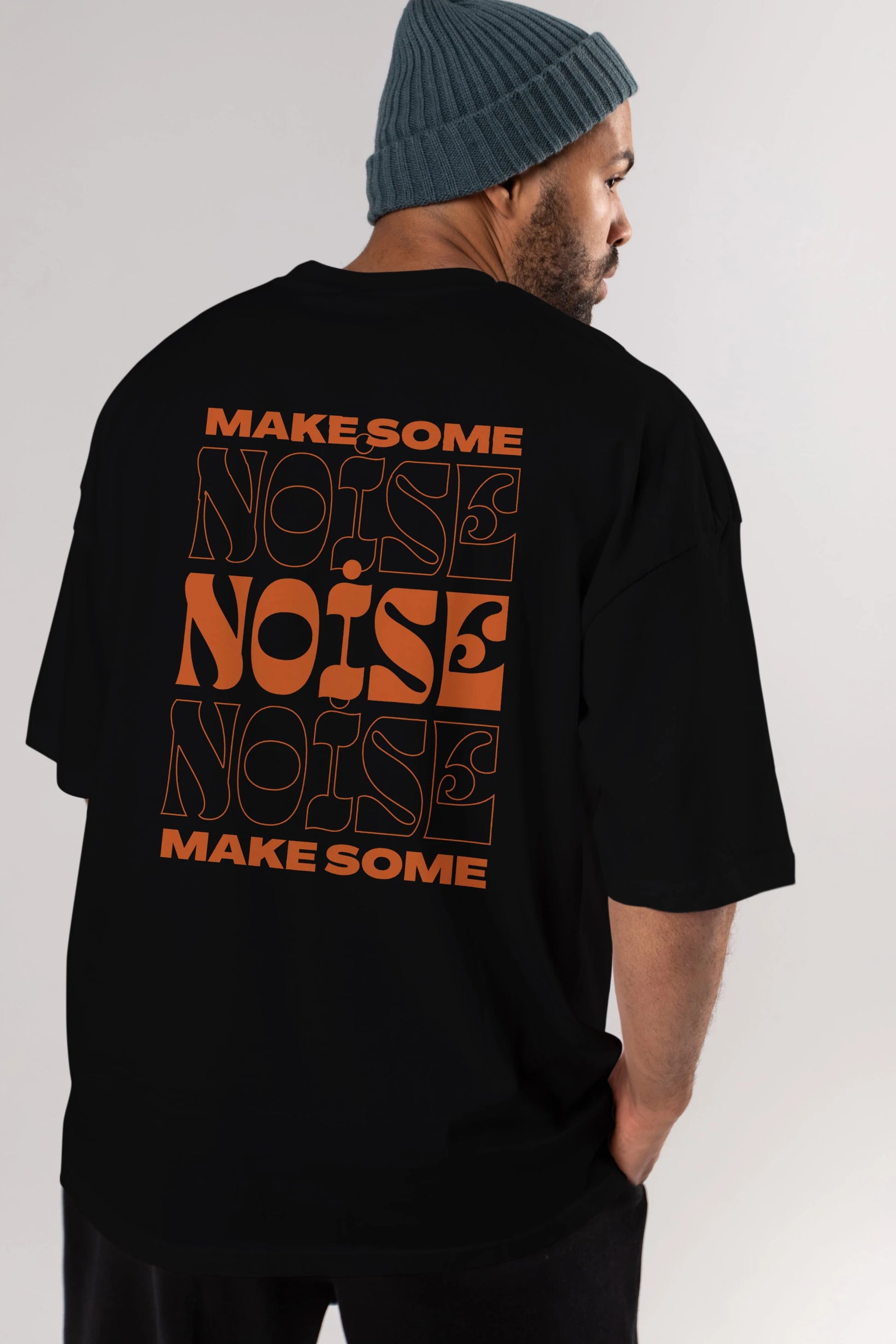 Make Some Noise Yazılı 2 Arka Baskılı Oversize t-shirt Erkek Kadın Unisex