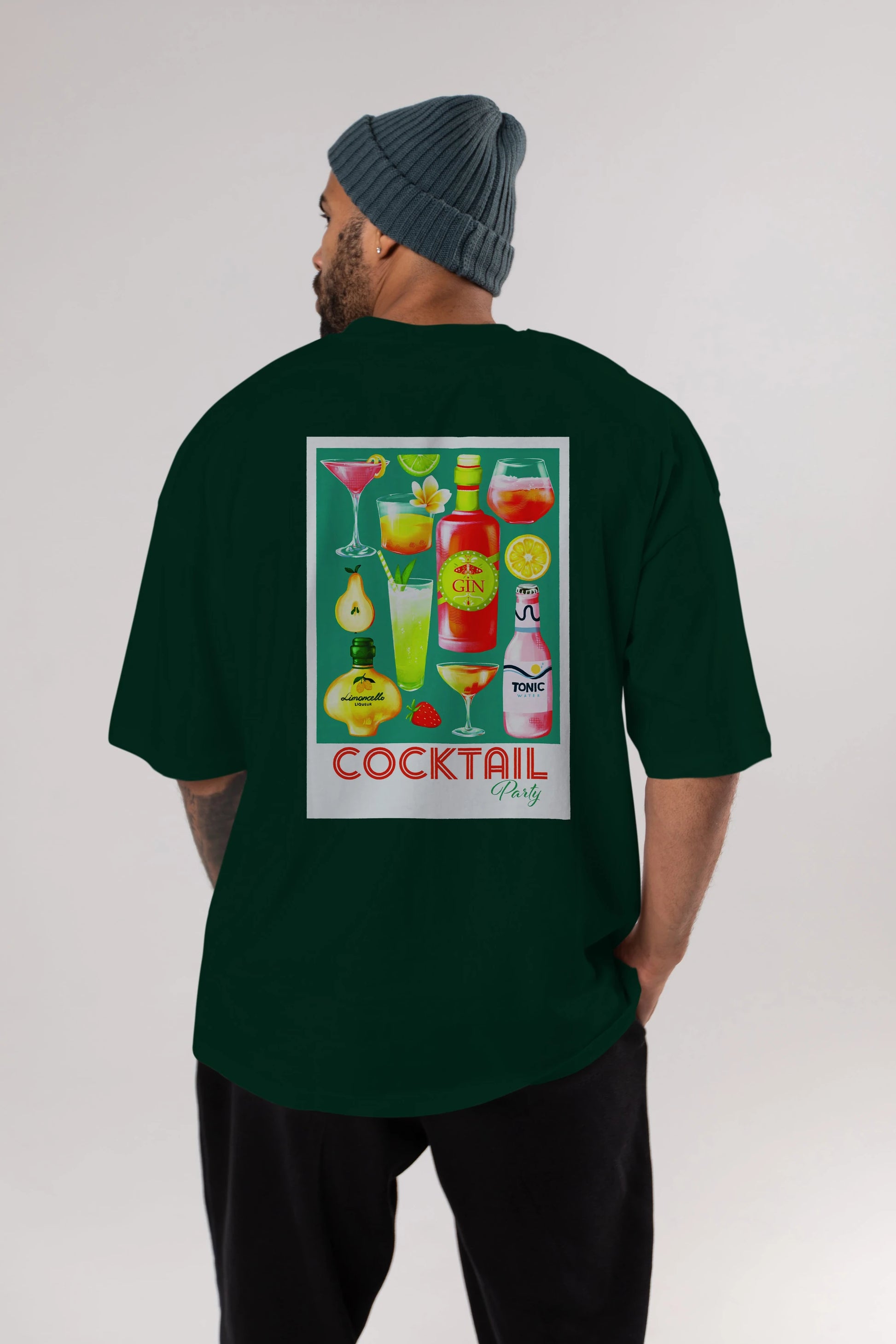 Cocktail Party 2 Arka Baskılı Oversize t-shirt Erkek Kadın Unisex %100 Pamuk Bisiklet Yaka tişort
