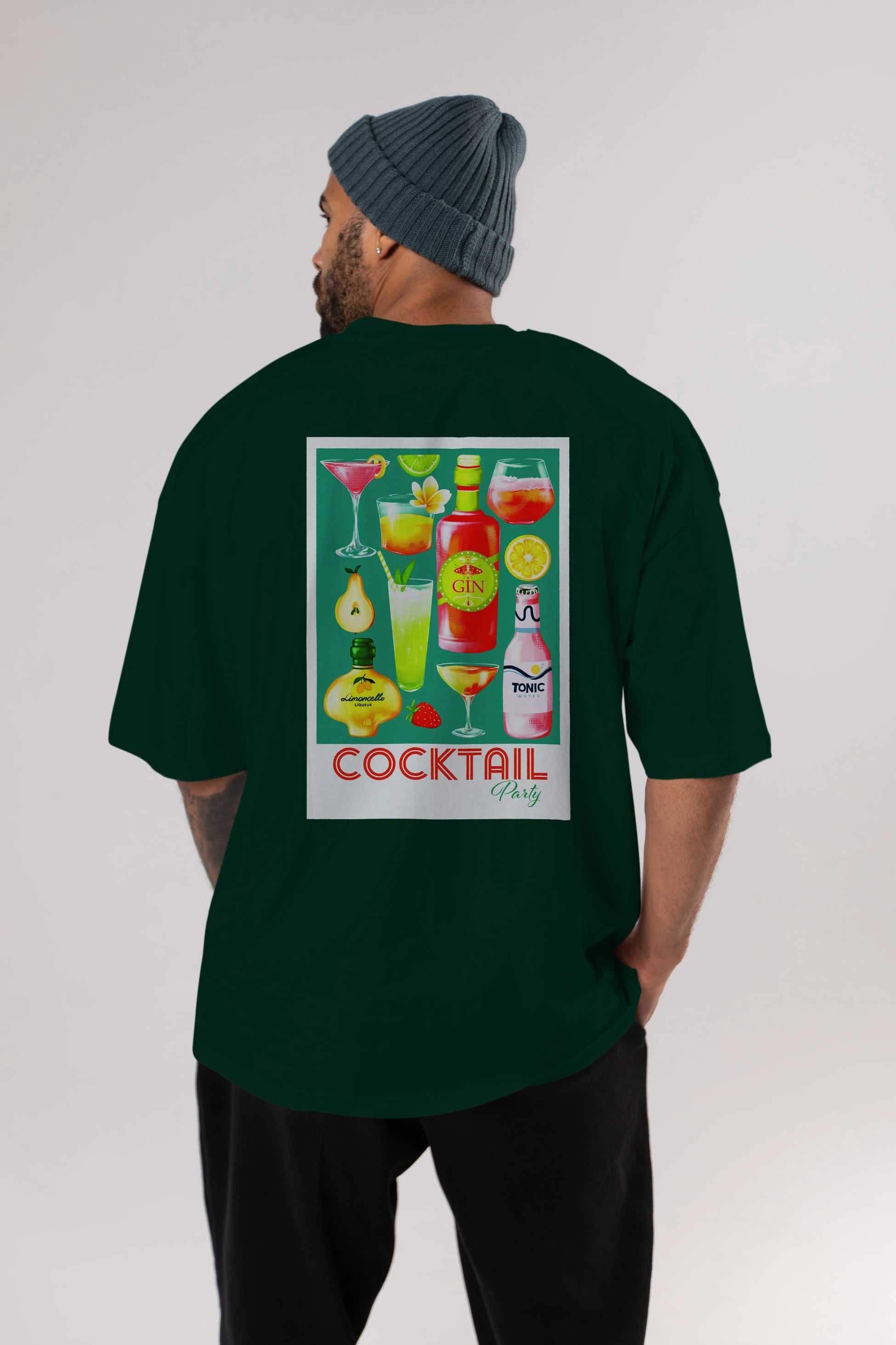 Cocktail Party 2 Arka Baskılı Oversize t-shirt Erkek Kadın Unisex %100 Pamuk Bisiklet Yaka tişort