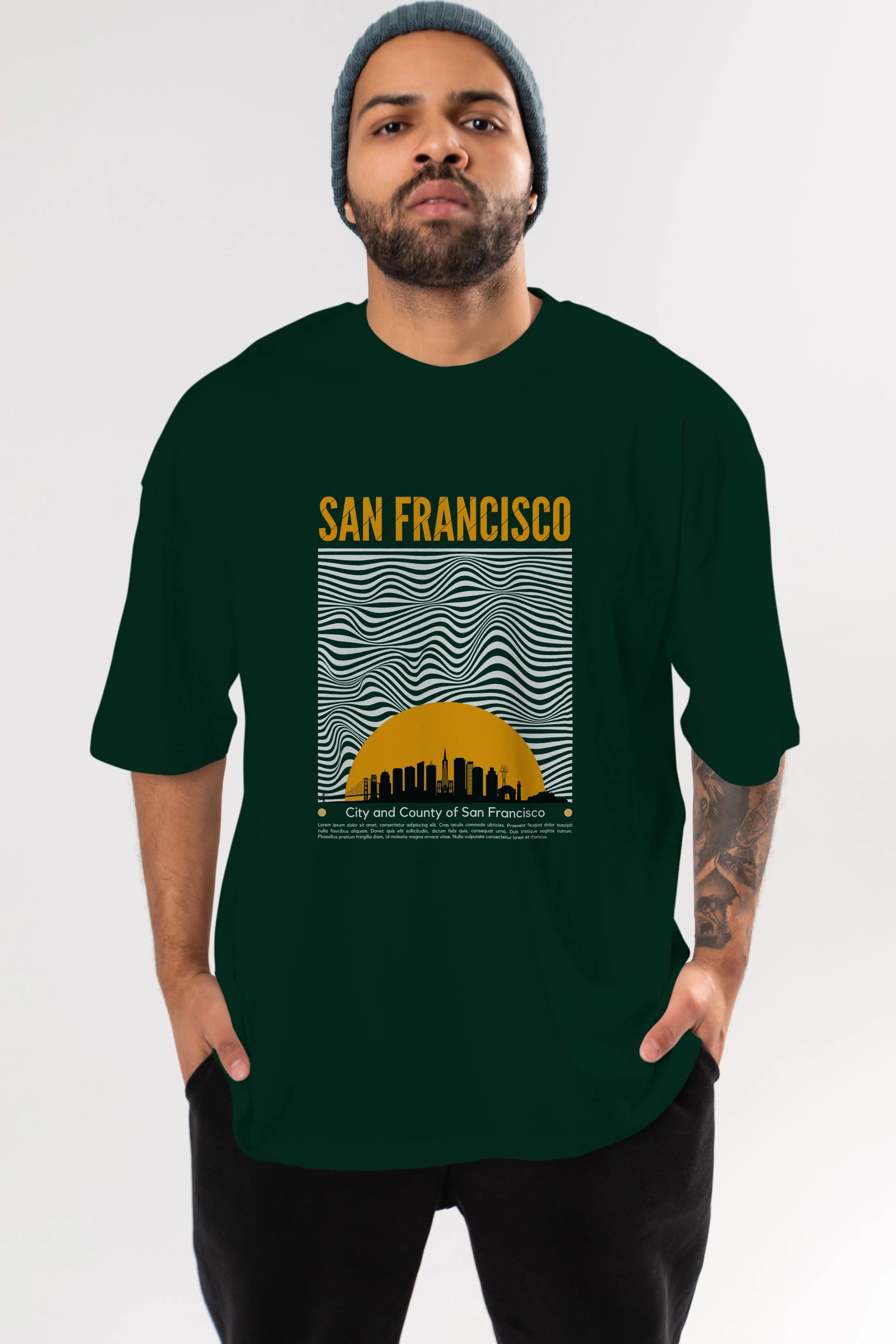 San Francisco Yazılı Ön Baskılı Oversize t-shirt Erkek Kadın Unisex