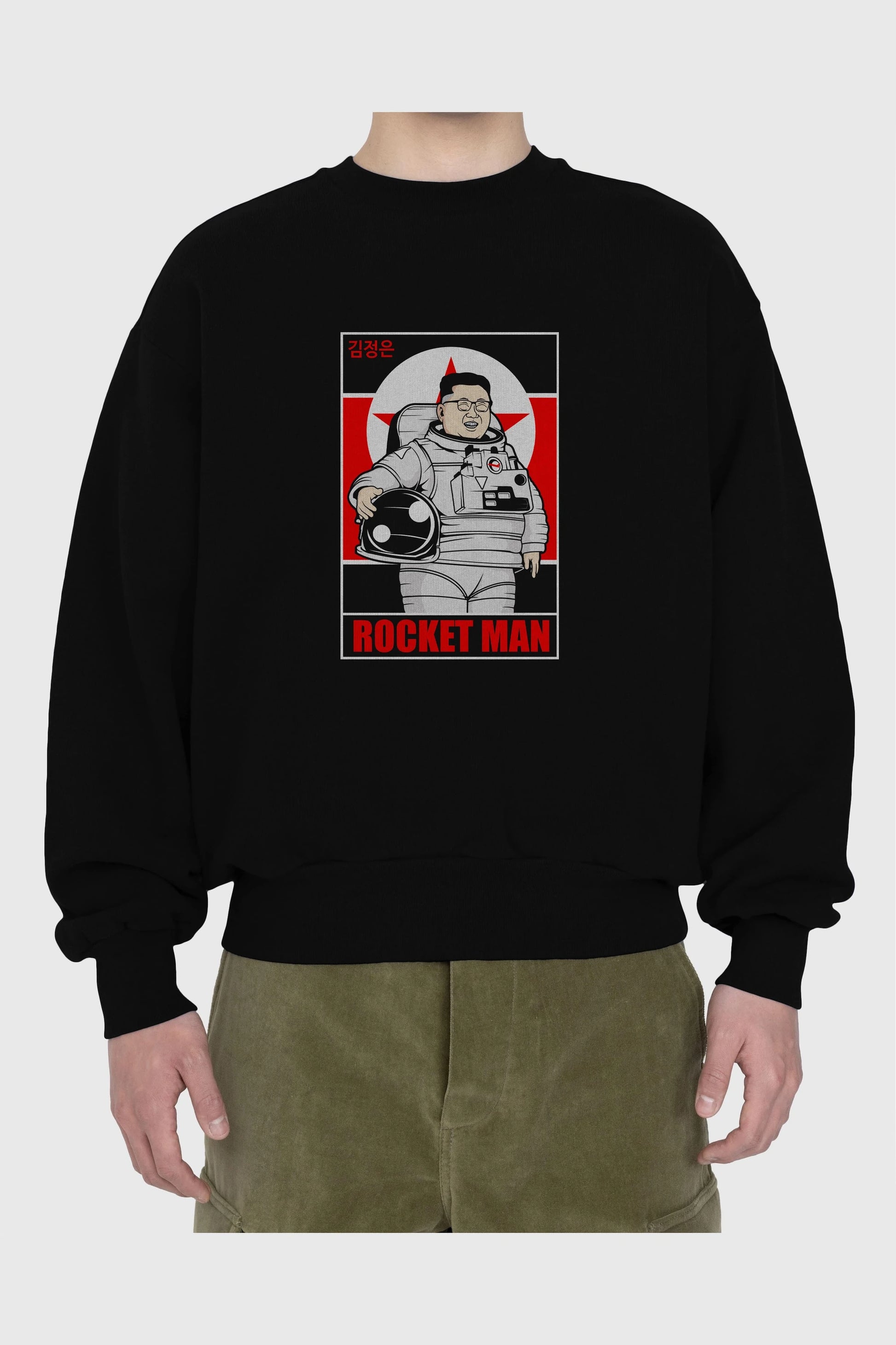 Astronot Kim Ön Baskılı Oversize Sweatshirt Erkek Kadın Unisex