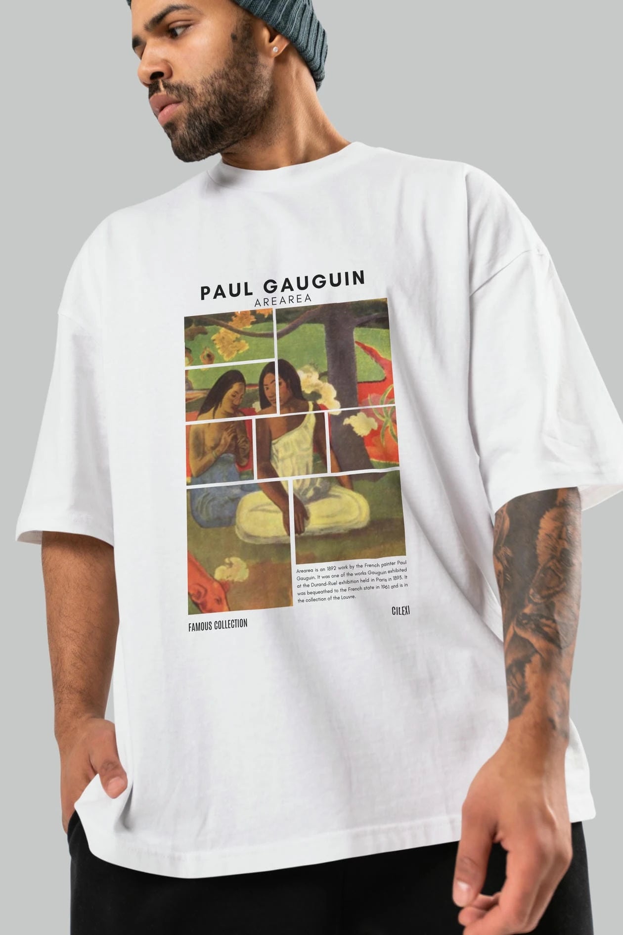 Paul Gauguin Arearea ön Baskılı Oversize t-shirt Erkek Kadın Bisiklet Yaka Pamuk tişort