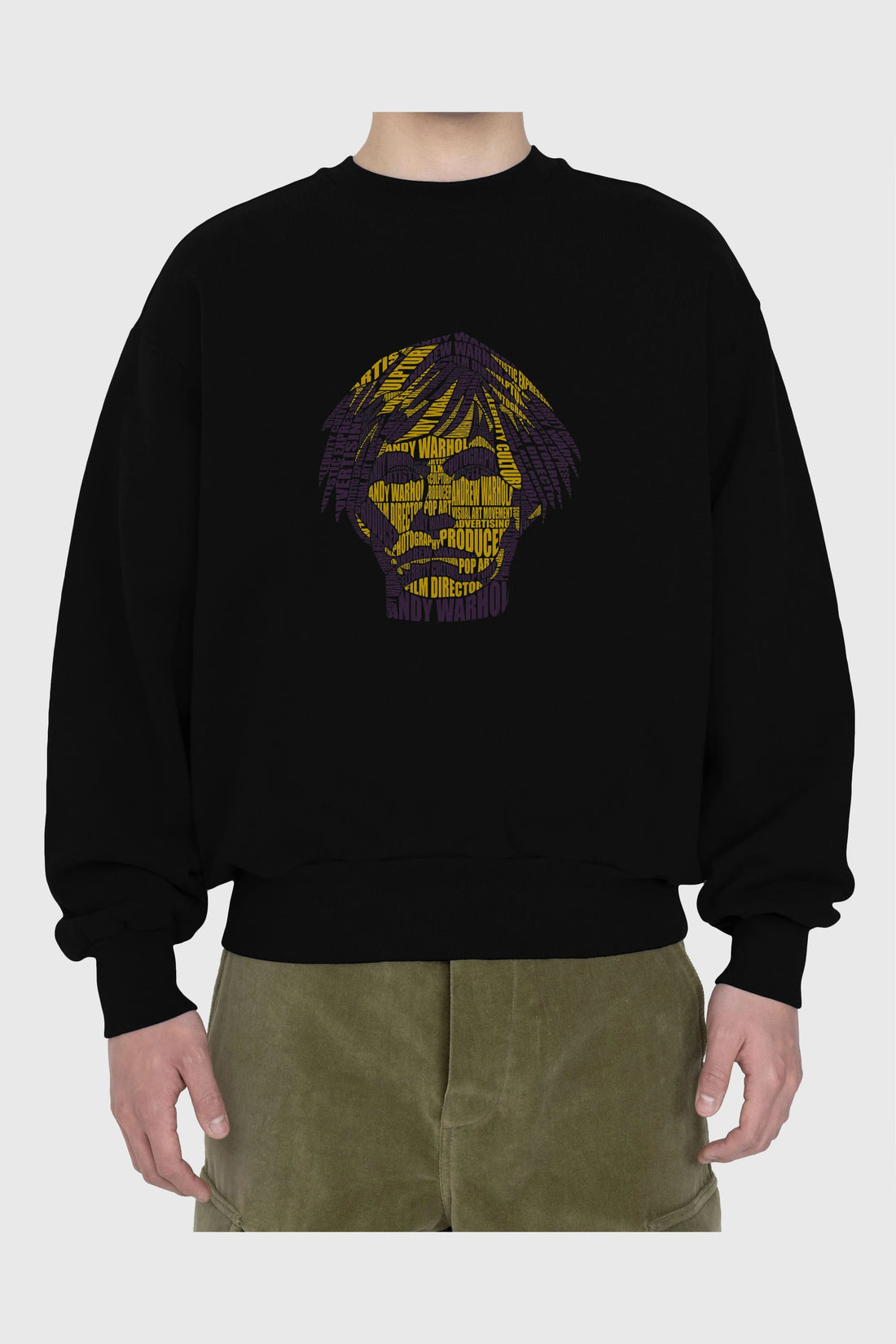 Andy Warhol Calligram Ön Baskılı Oversize Sweatshirt Erkek Kadın Unisex
