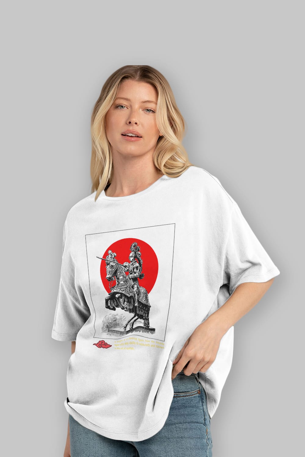 Japan Streetwear 2 Ön Baskılı Oversize t-shirt Erkek Kadın Unisex