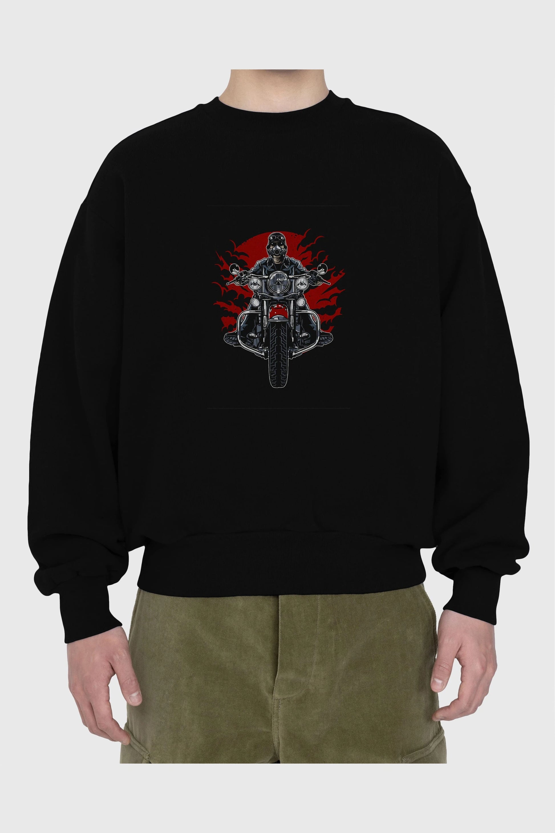 Wild Biker Ön Baskılı Oversize Sweatshirt Erkek Kadın Unisex