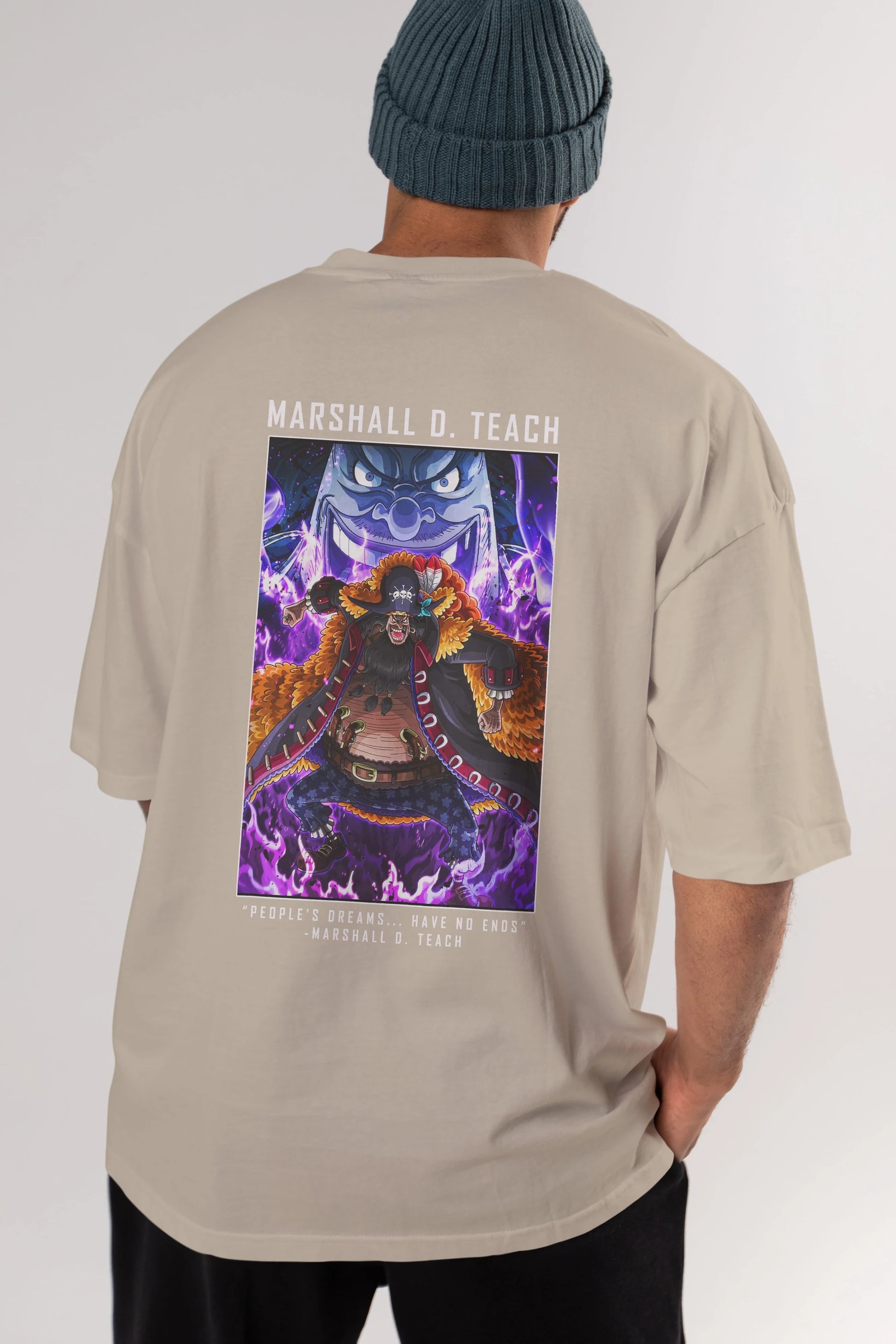 Blackbeard Anime Arka Baskılı Oversize t-shirt Erkek Kadın Unisex %100 pamuk tişort