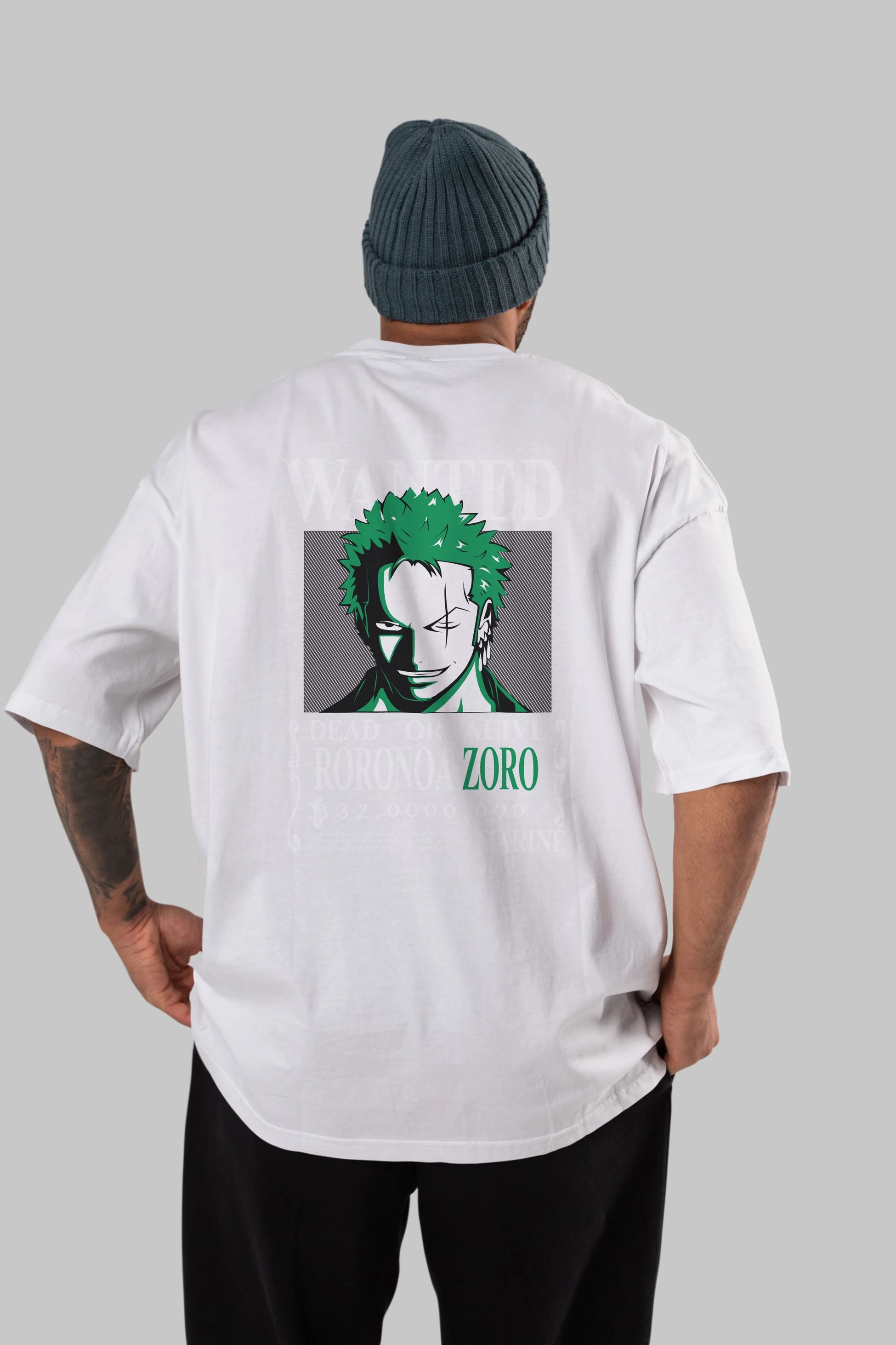 Roronoa Zoro Anime Arka Baskılı Oversize t-shirt Erkek Kadın Unisex %100 pamuk tişort