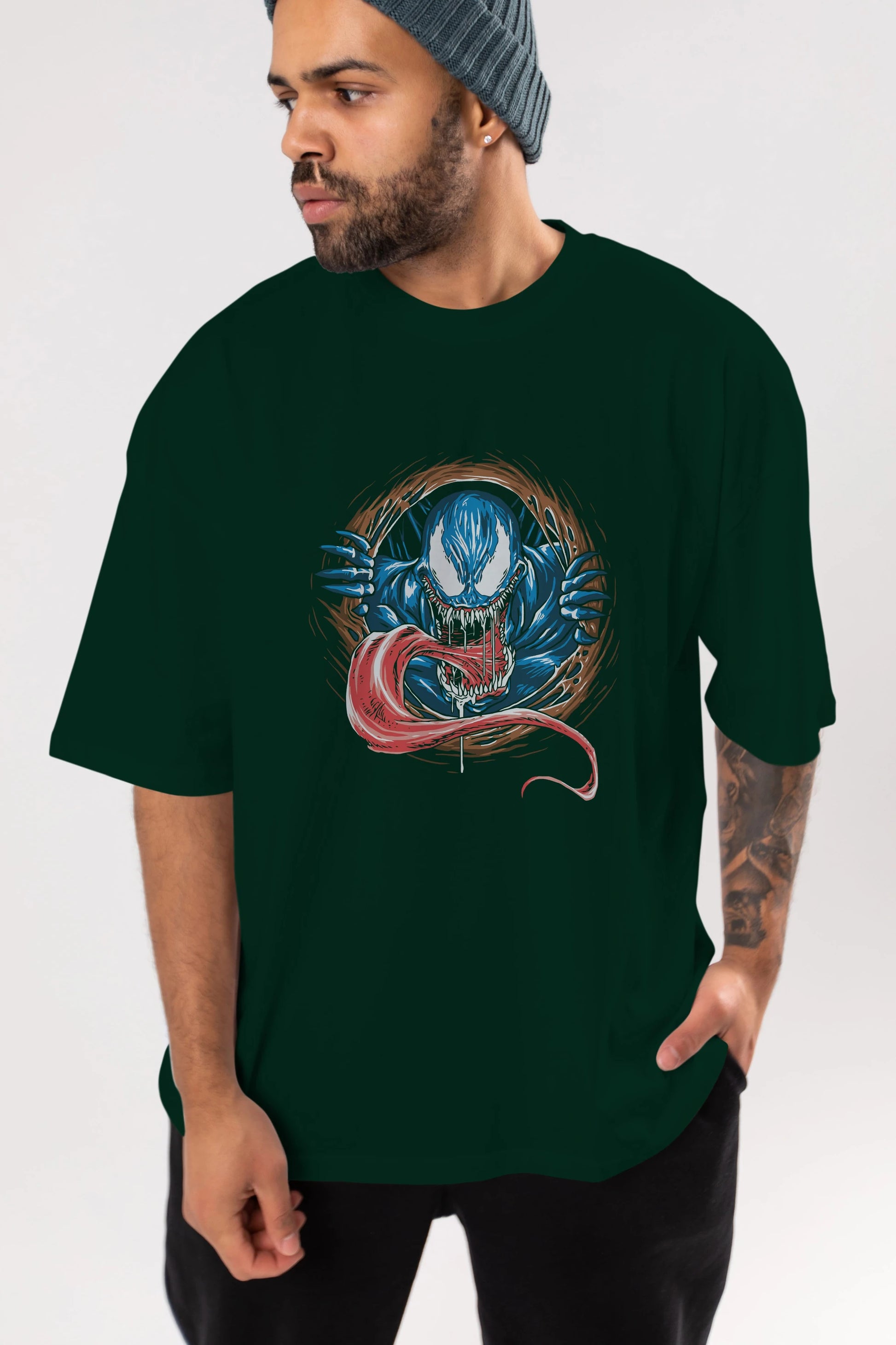 Venom (7) Ön Baskılı Oversize t-shirt Erkek Kadın Unisex %100 Pamuk Bisiklet Yaka tişort