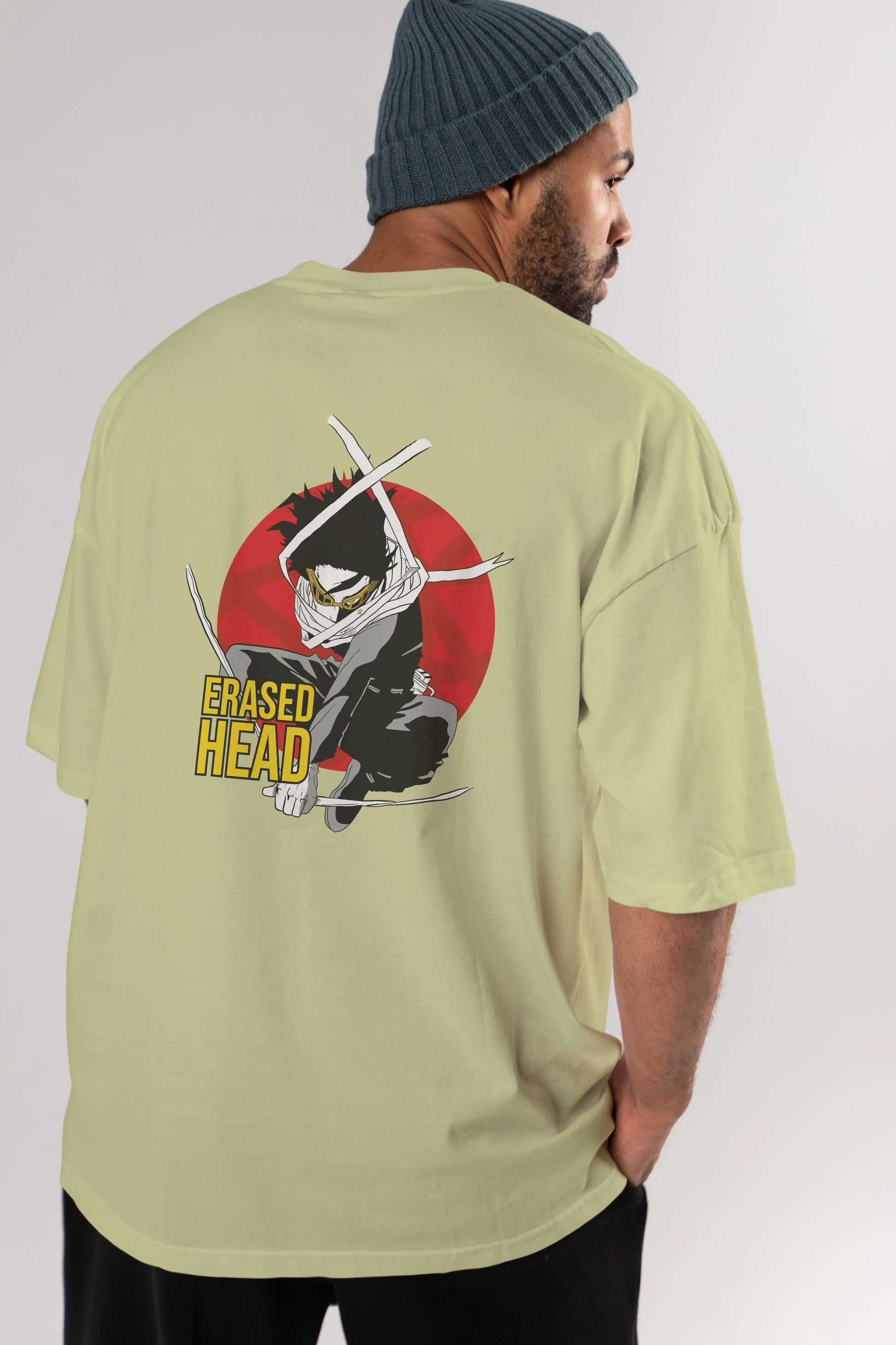 Erased Head Anime Arka Baskılı Oversize t-shirt Erkek Kadın Unisex