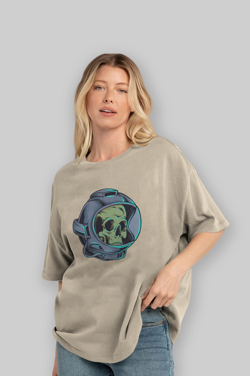 Astroskull Ön Baskılı Oversize t-shirt Erkek Kadın Unisex