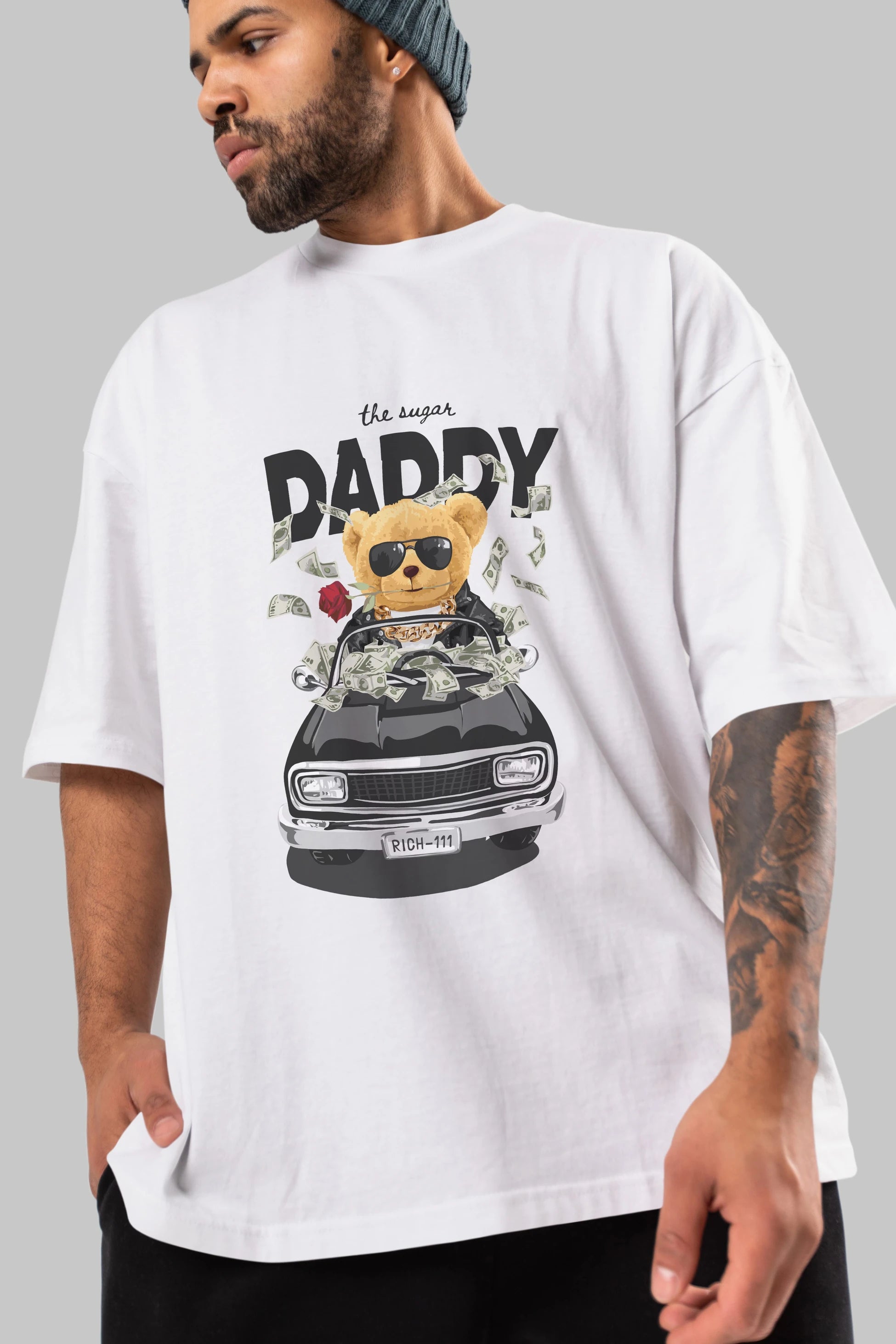 Teddy Bear Daddy Ön Baskılı Oversize t-shirt Erkek Kadın Unisex %100 Pamuk
