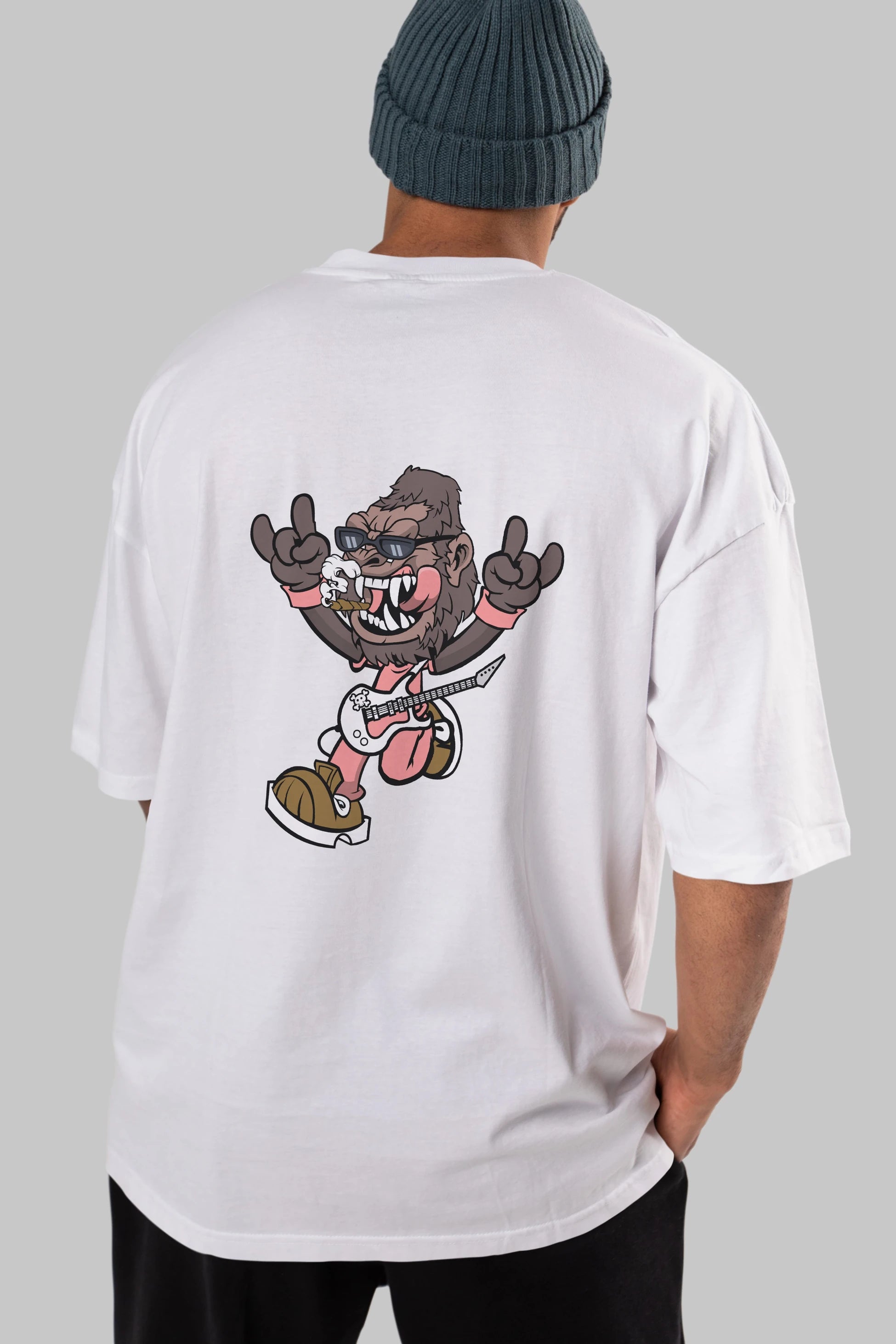 Gorilla Metal Arka Baskılı Oversize t-shirt Erkek Kadın Unisex %100 Pamuk tişort