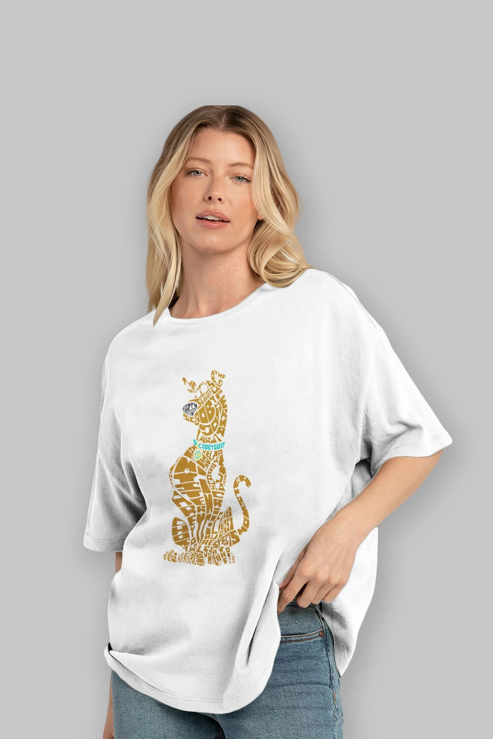 Scooby Doo Ön Baskılı Oversize t-shirt %100 pamuk Erkek Kadın Unisex