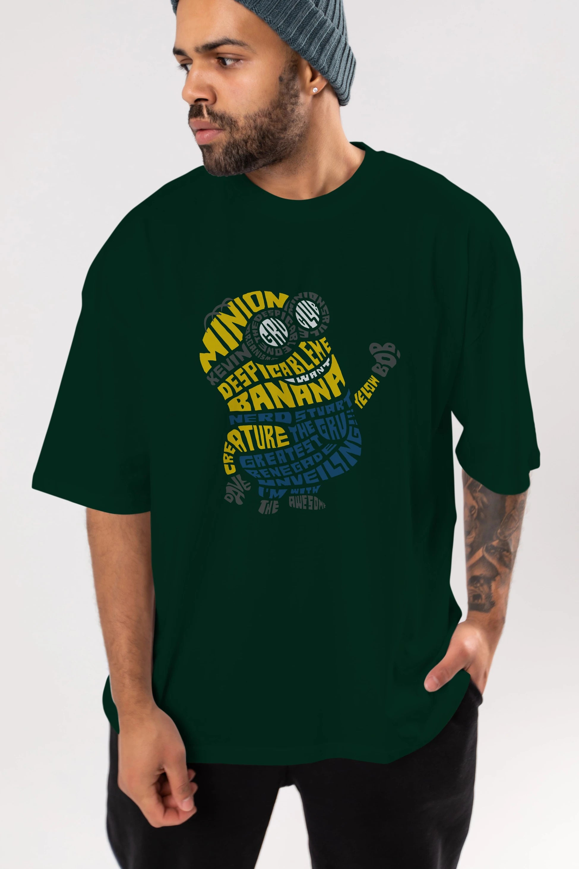 Minion Ön Baskılı Oversize t-shirt %100 pamuk Erkek Kadın Unisex