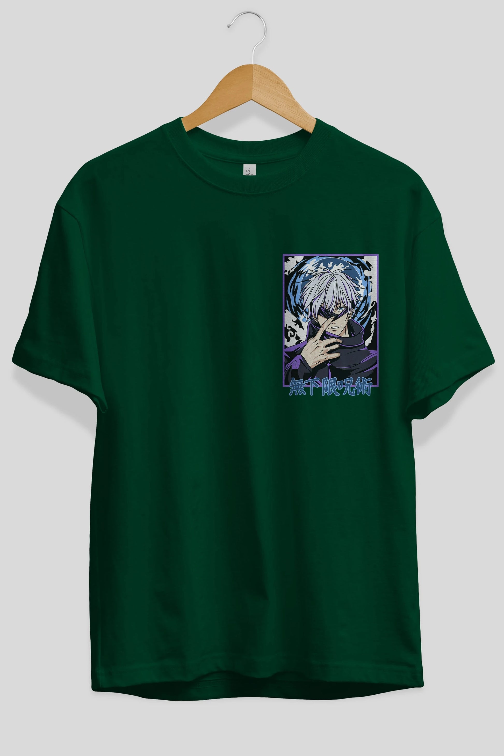 SATORU GOJO 3 Ön Sol Baskılı Oversize t-shirt Erkek Kadın Unisex %100 Pamuk Bisiklet Yaka tişort