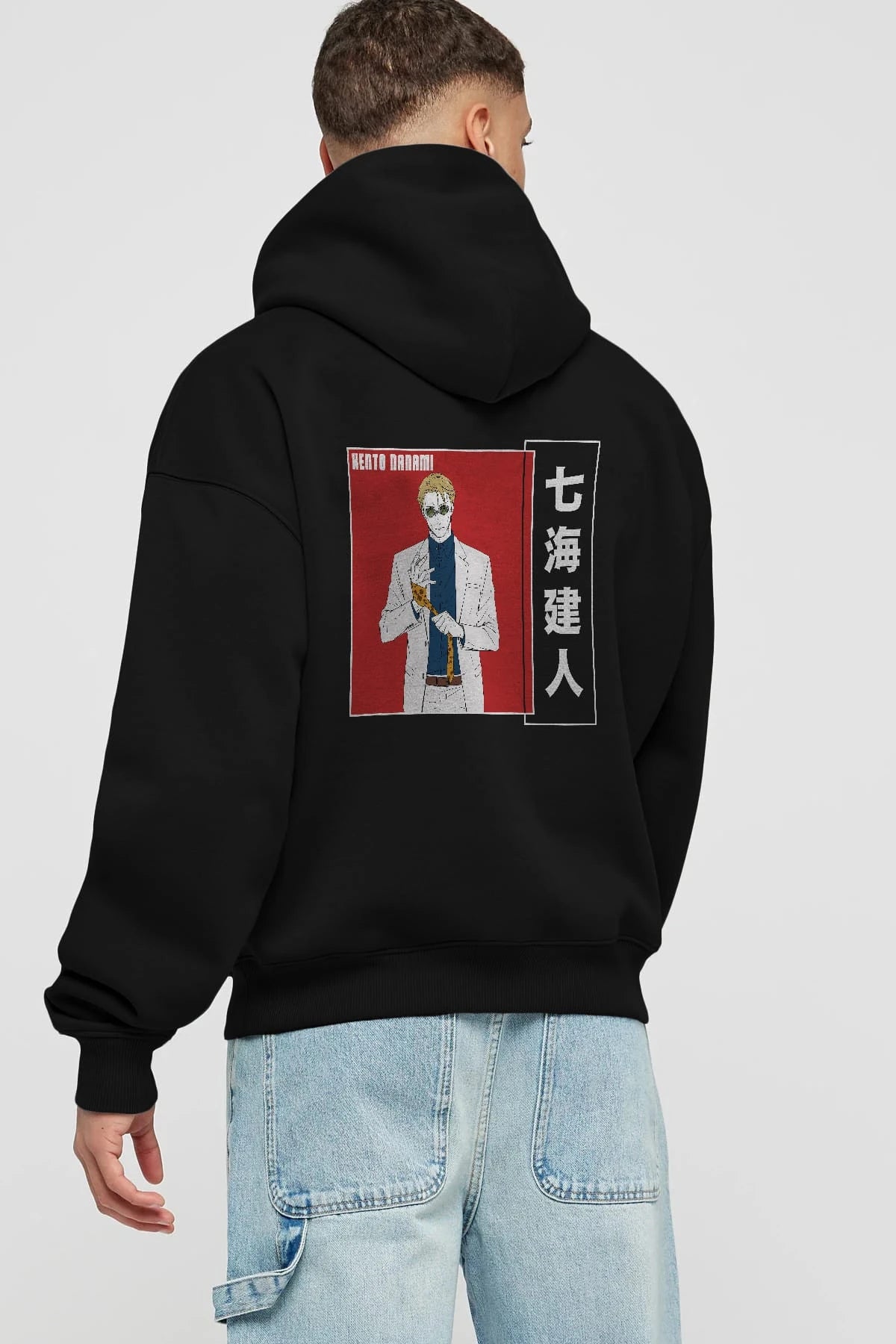 Kento Nanami 1 Anime Arka Baskılı Hoodie Oversize Kapüşonlu Sweatshirt Erkek Kadın Unisex
