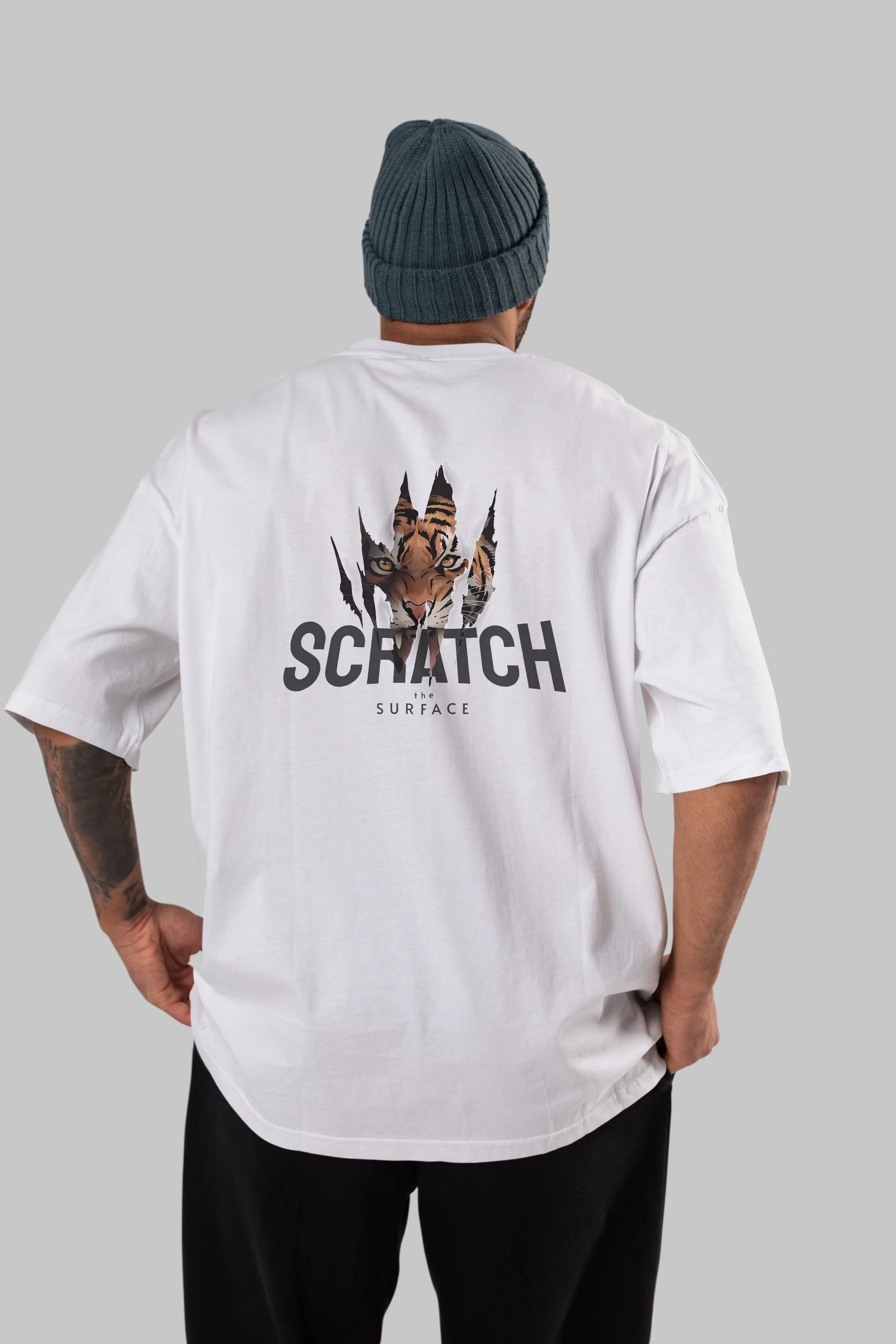 Teddy Bear Scratch Arka Baskılı Oversize t-shirt Erkek Kadın Unisex %100 Pamuk