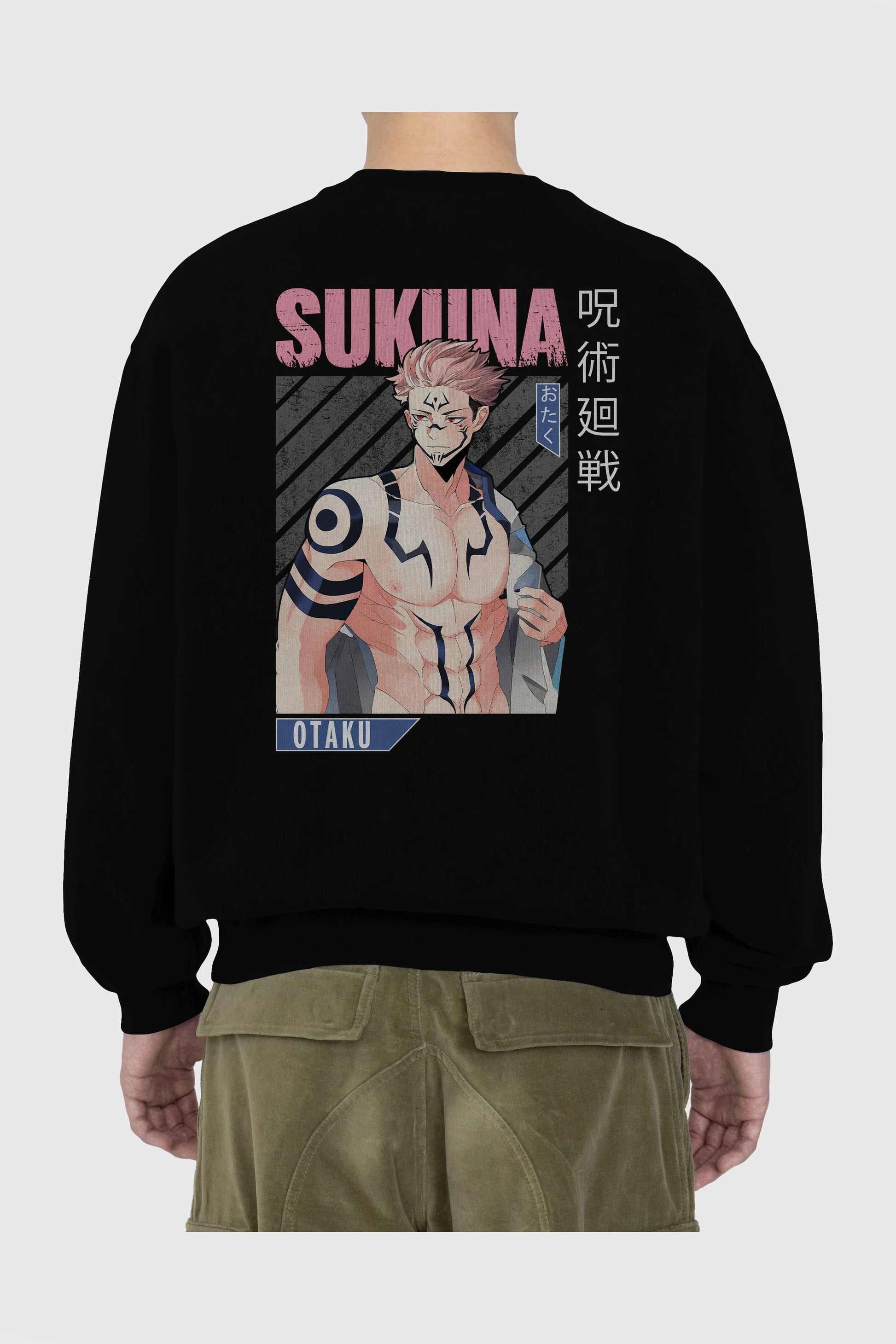 Sukuna Ryoumen 1 Anime Arka Baskılı Oversize Sweatshirt Erkek Kadın Unisex