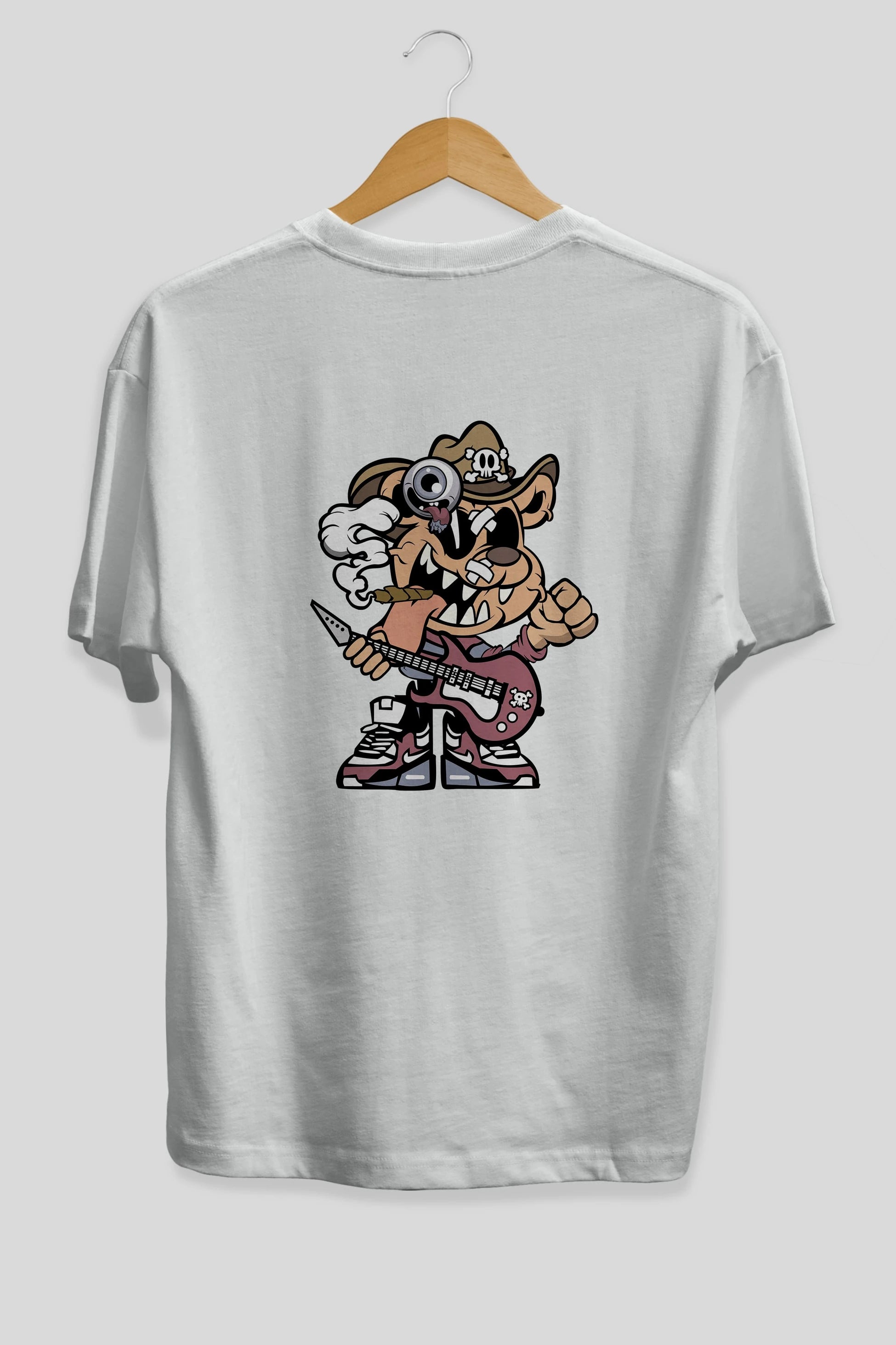 Freddy Bear Arka Baskılı Oversize t-shirt Erkek Kadın Unisex %100 Pamuk tişort