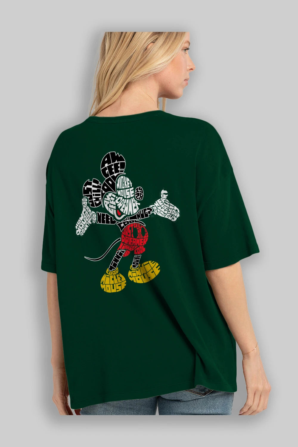 Mickey Arka Baskılı Oversize t-shirt %100 pamuk Erkek Kadın Unisex