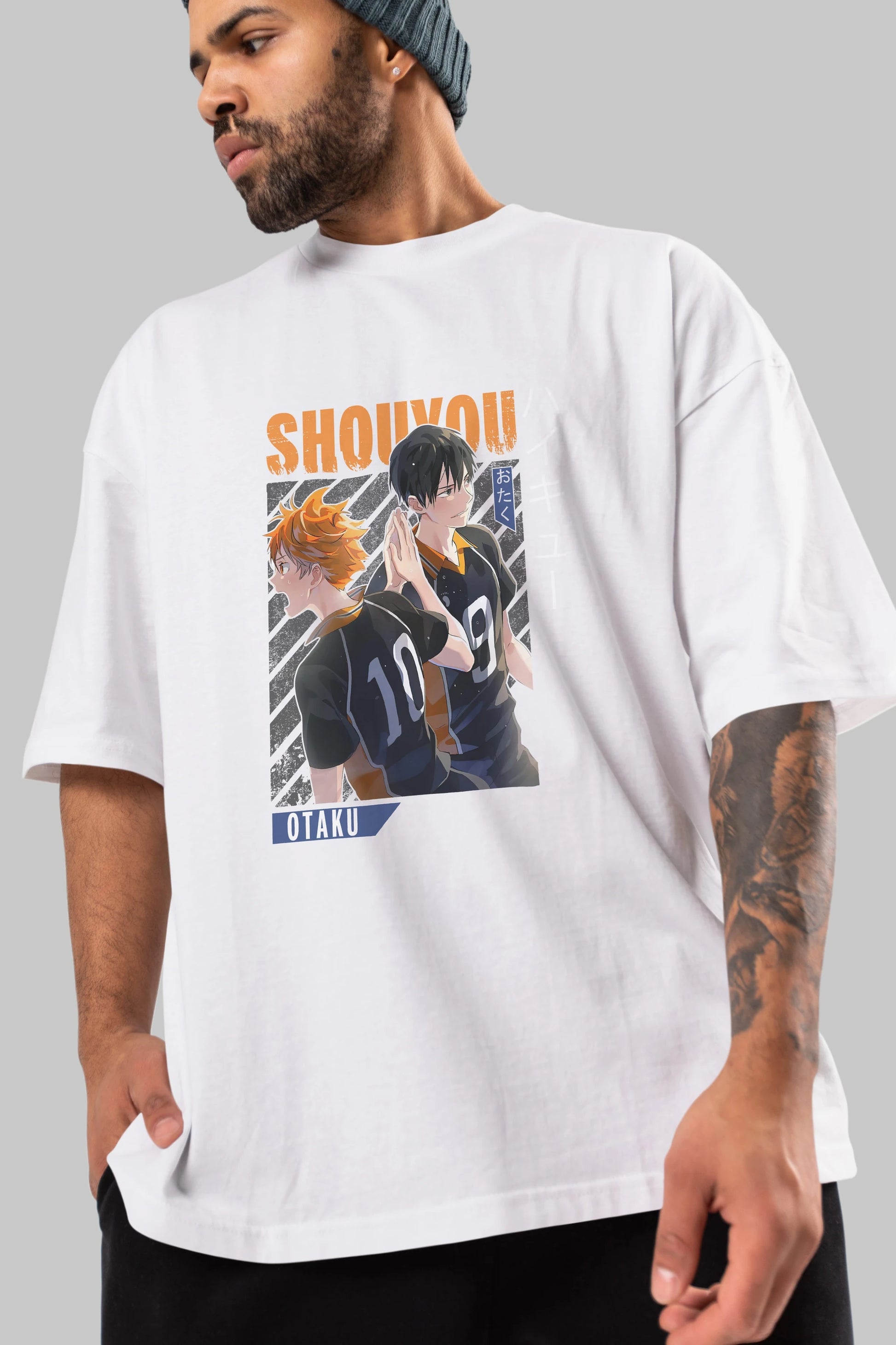 Shouyou Hinata 12 Anime Ön Baskılı Oversize t-shirt %100 pamuk Erkek Kadın Unisex