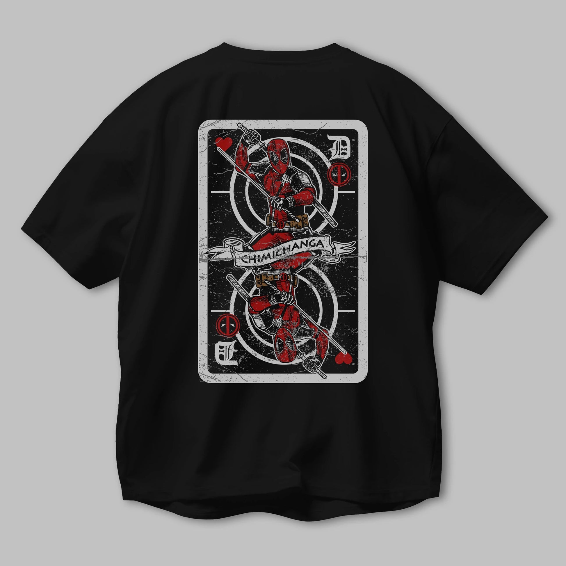 Deadpool Card Arka Baskılı Oversize t-shirt Erkek Kadın Unisex %100 Pamuk